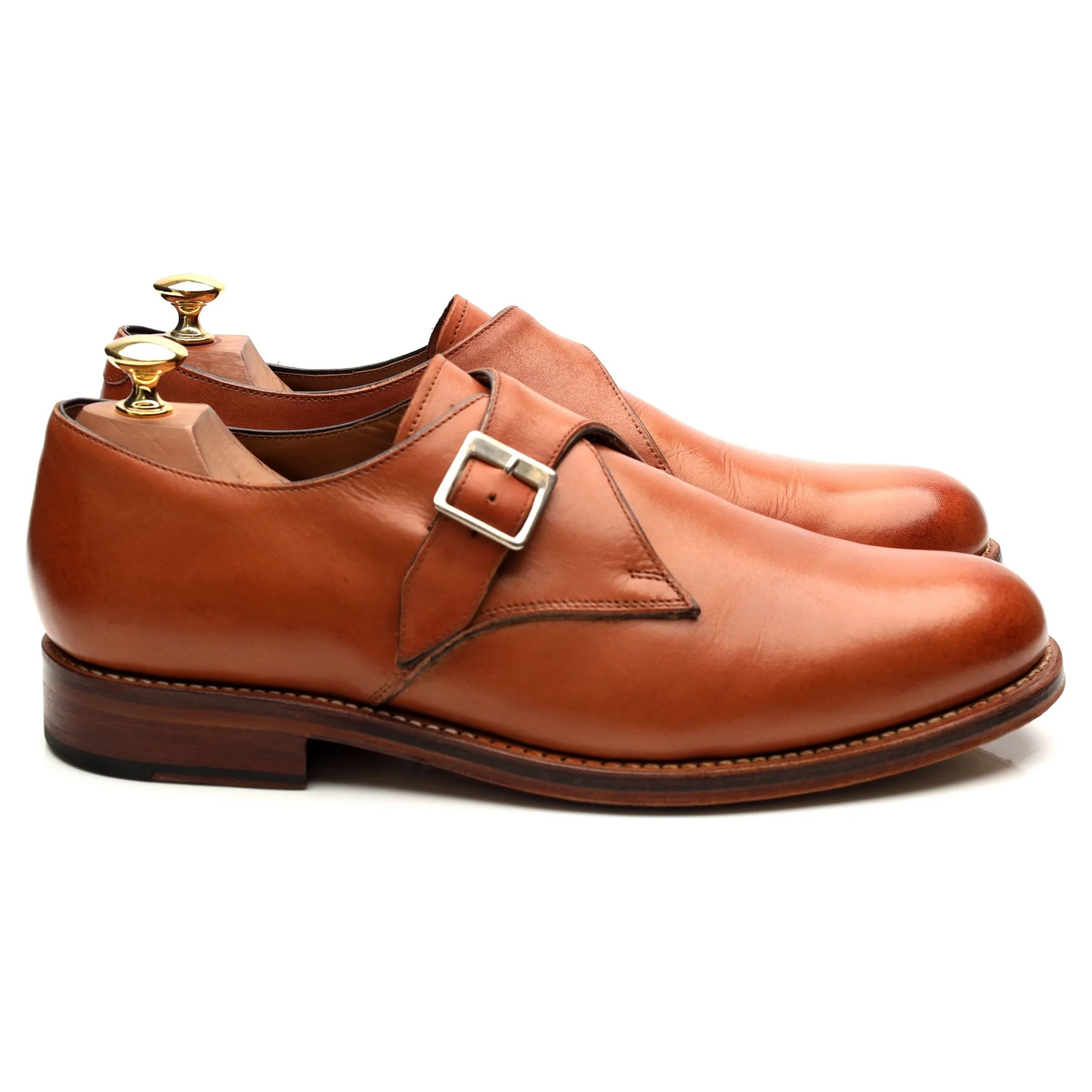 'Nathan' Tan Brown Leather Monk Strap UK 9 G - Image 6