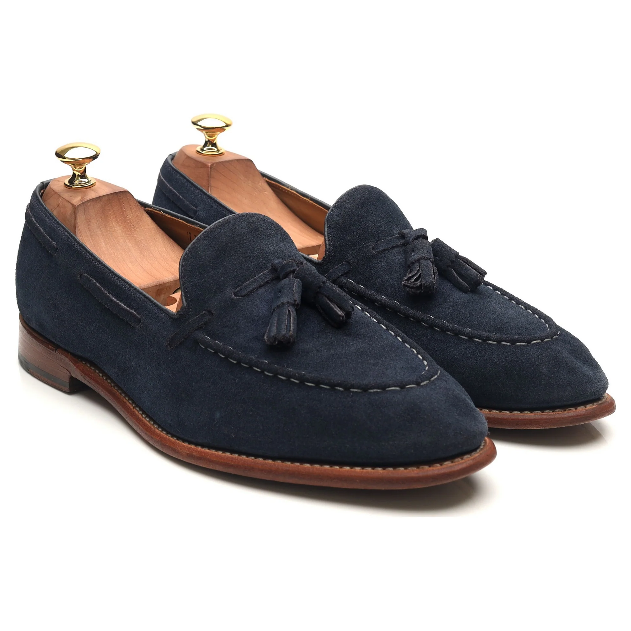 'Scottie' Navy Blue Leather Tassel Loafers UK 10 E - Image 7