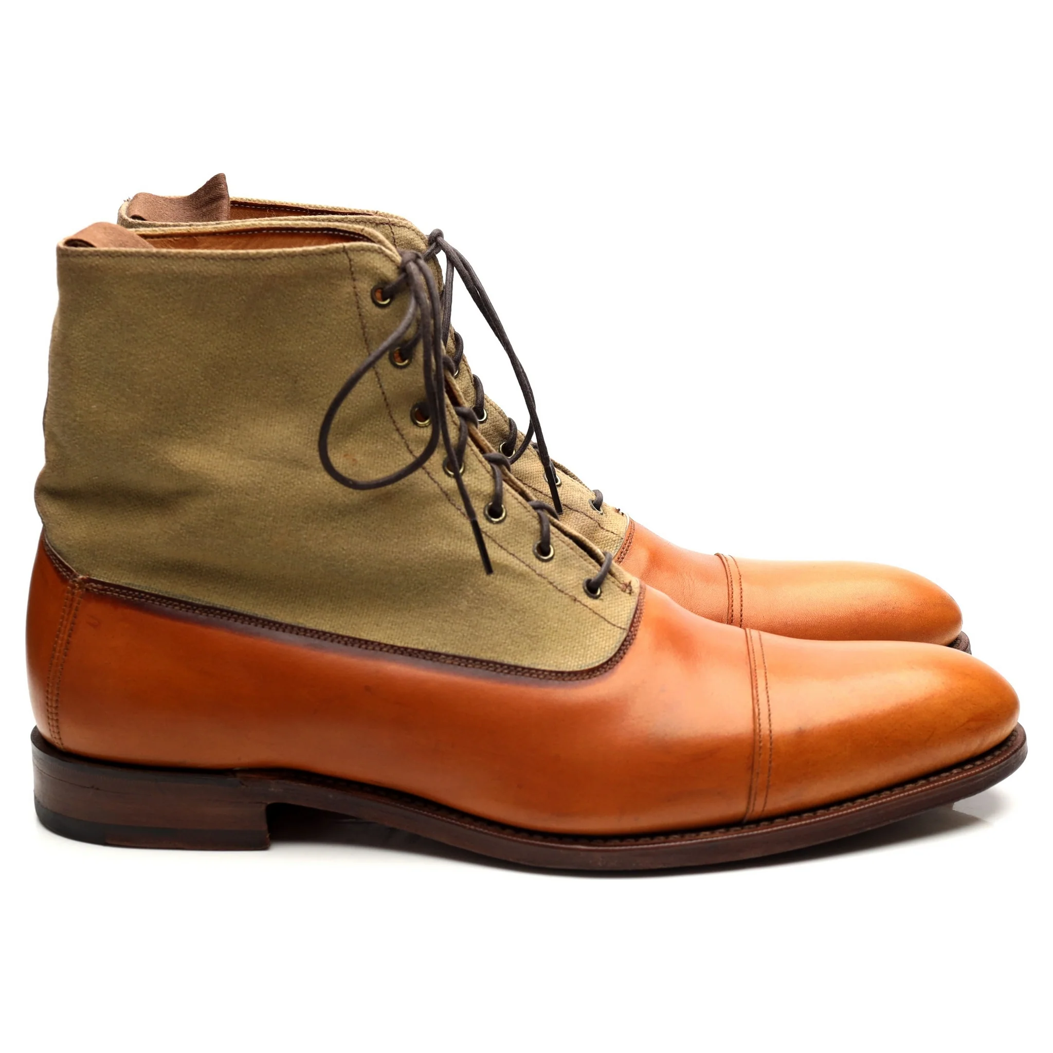 Tan Brown Leather Balmoral Boots UK 10 F - Image 6