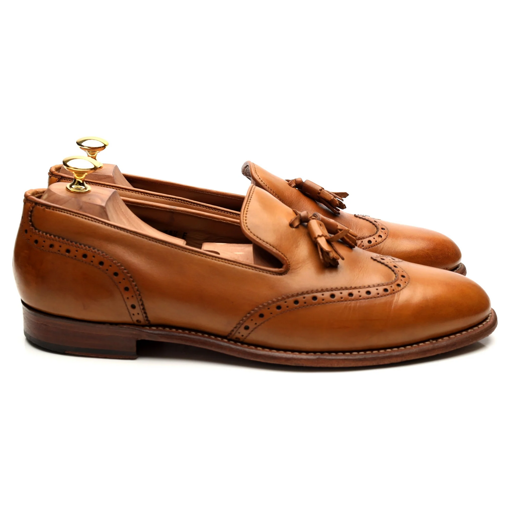 'Monty' Tan Brown Leather Tassel Loafers UK 10.5 E - Image 6