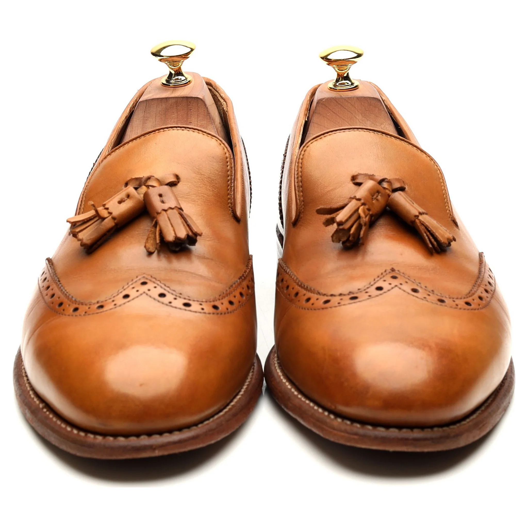 'Monty' Tan Brown Leather Tassel Loafers UK 10.5 E - Image 8