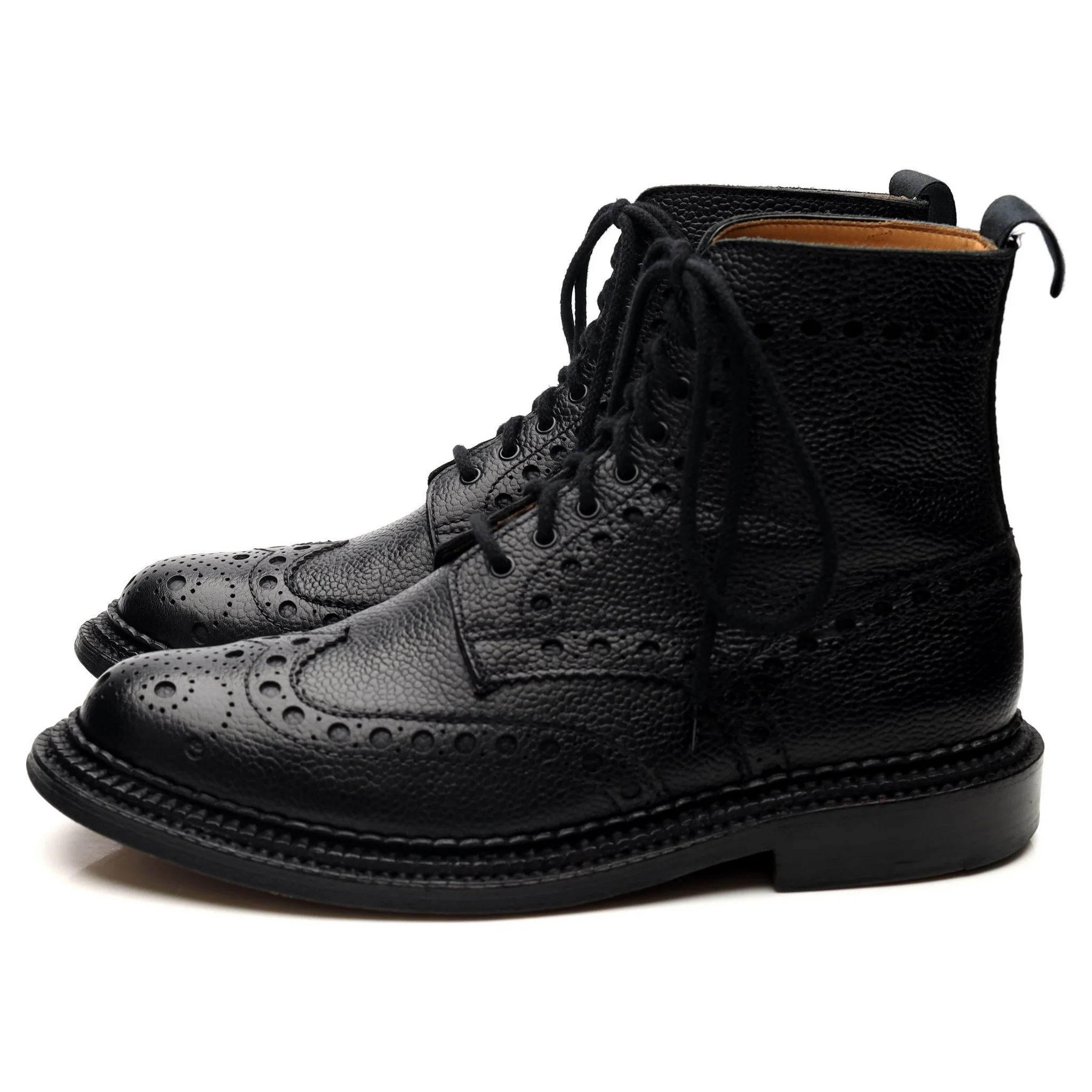 'Fred' Triple Welt Black Leather Brogue Boots UK 7 G - Image 2