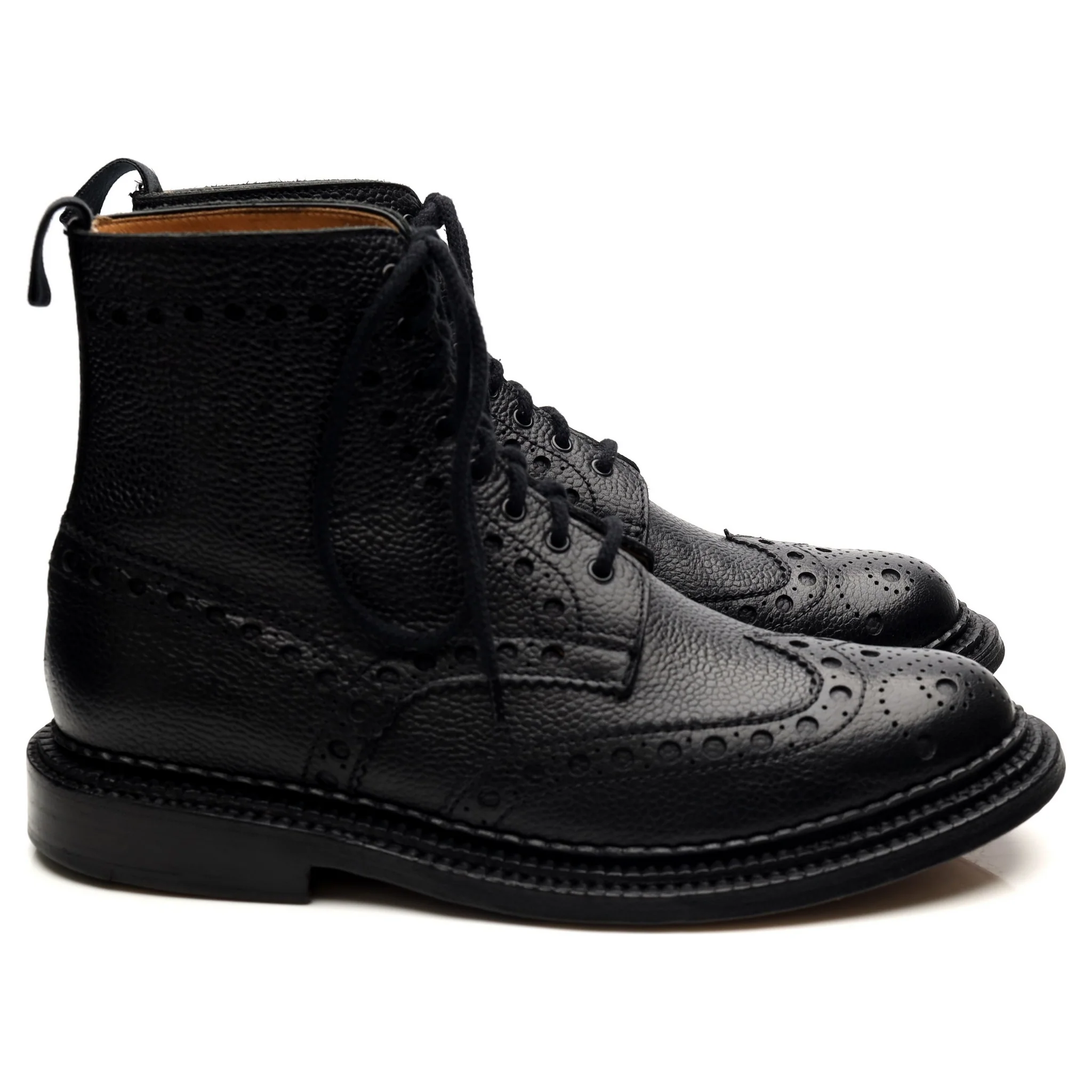 'Fred' Triple Welt Black Leather Brogue Boots UK 7 G - Image 6