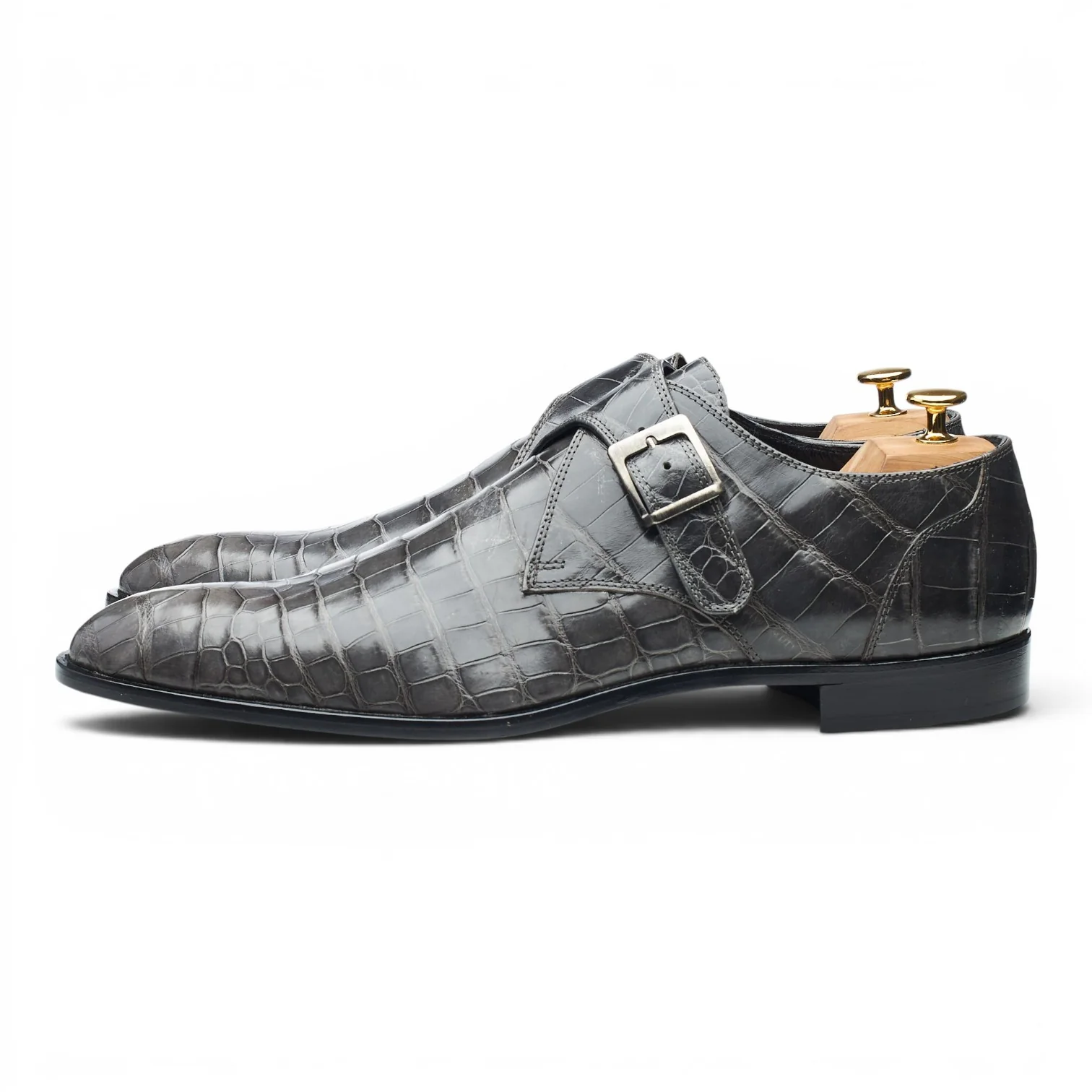 Grey Alligator Leather Monk Strap UK 12 EU 46 - Image 3