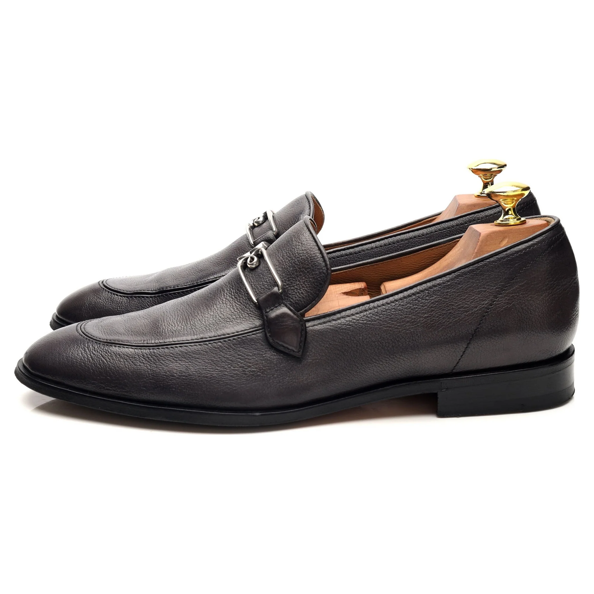 'B Volute' Grey Leather Loafers UK 8 - Image 3