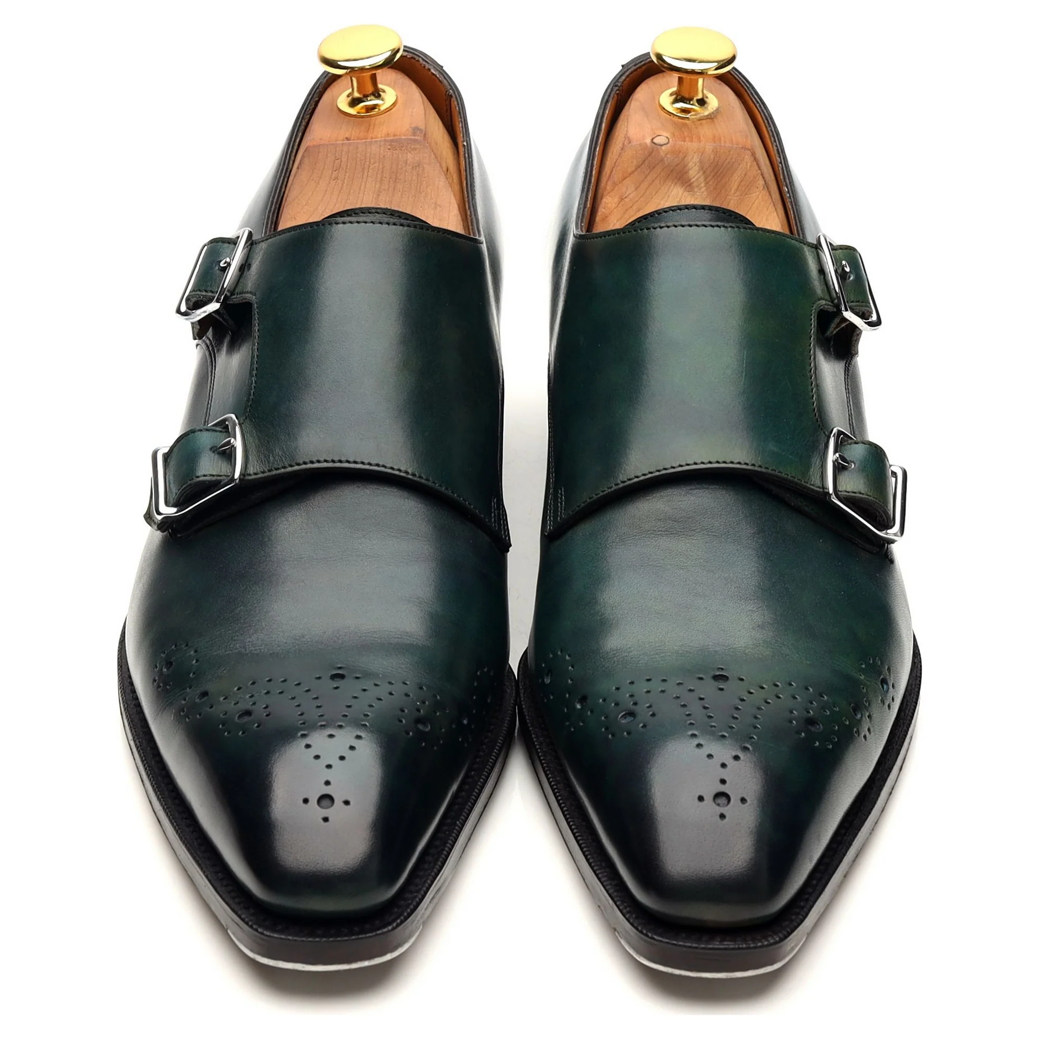 'Grosvenor' Green Peacock Patina Leather Double Monk Strap UK 6.5 E - Image 2