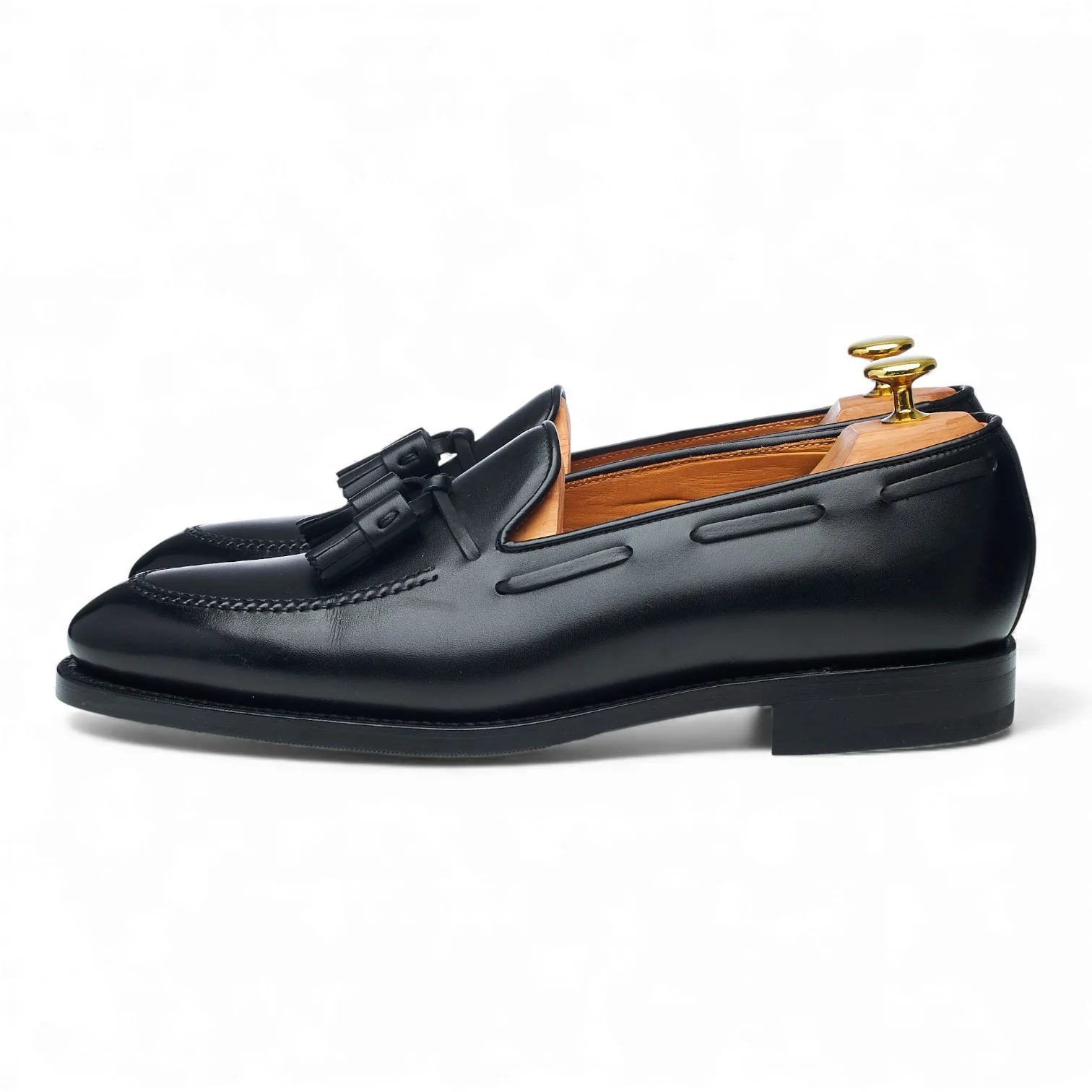 'Haller' Black Leather Tassel Loafers UK 8 E - Image 3