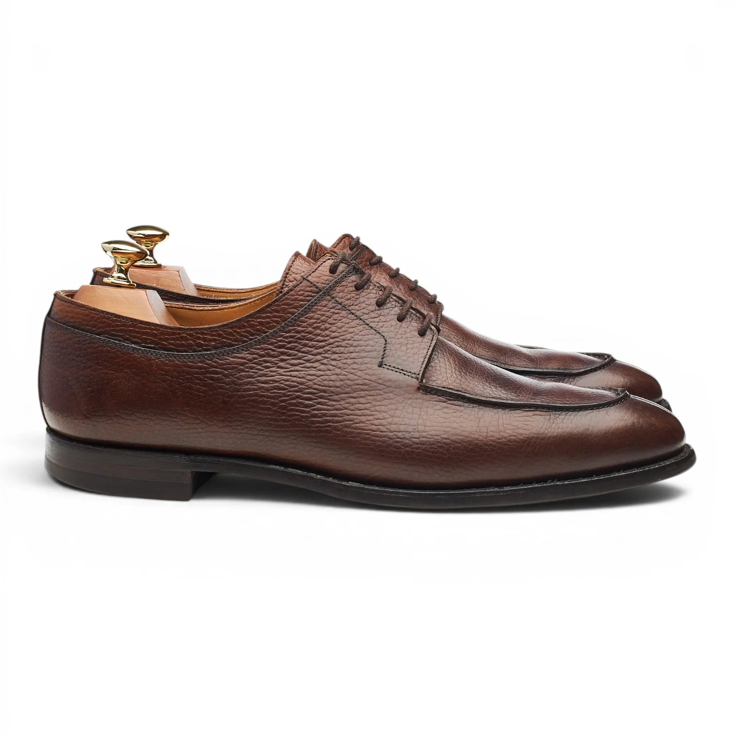 'Hardwick' Dark Brown Grain Leather Split Toe Derby UK 9.5 E