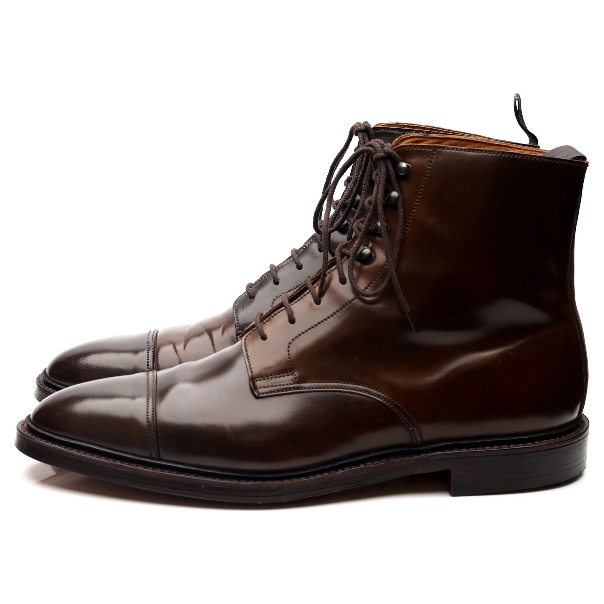 'Harlech' Dark Brown Cordovan Leather Boots UK 11 E - Image 2