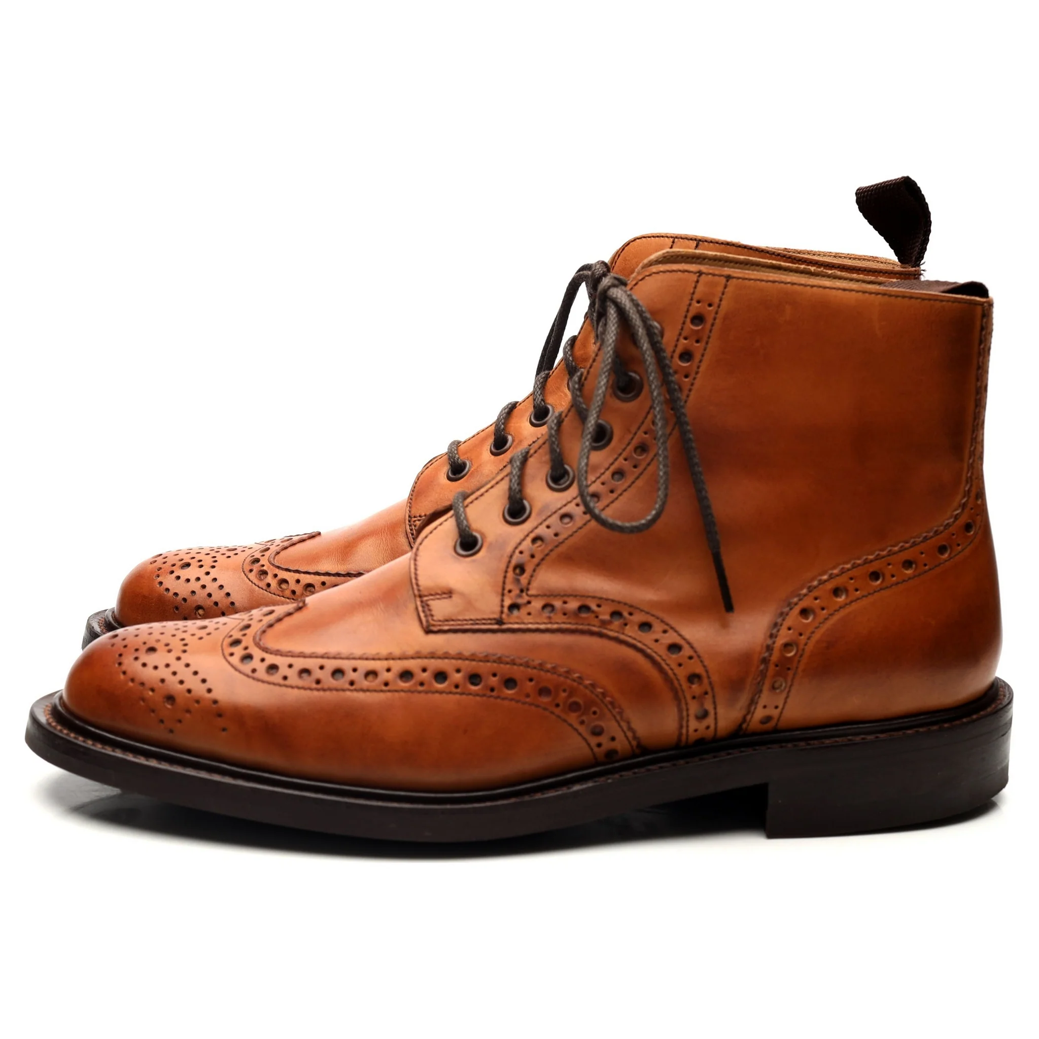 'Harrison' Tan Brown Leather Boots Brogues UK 9.5 F - Image 2