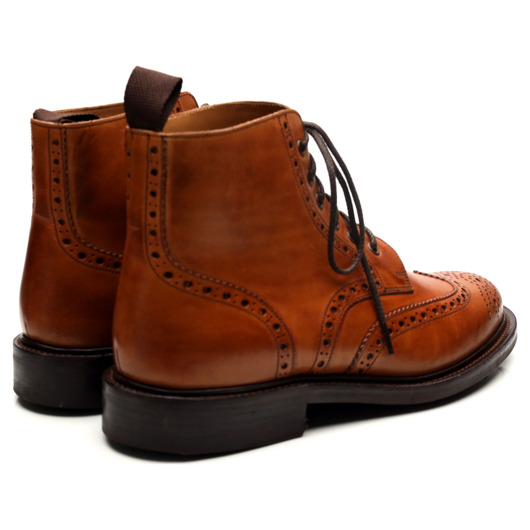 'Harrison' Tan Brown Leather Boots Brogues UK 9.5 F - Image 5