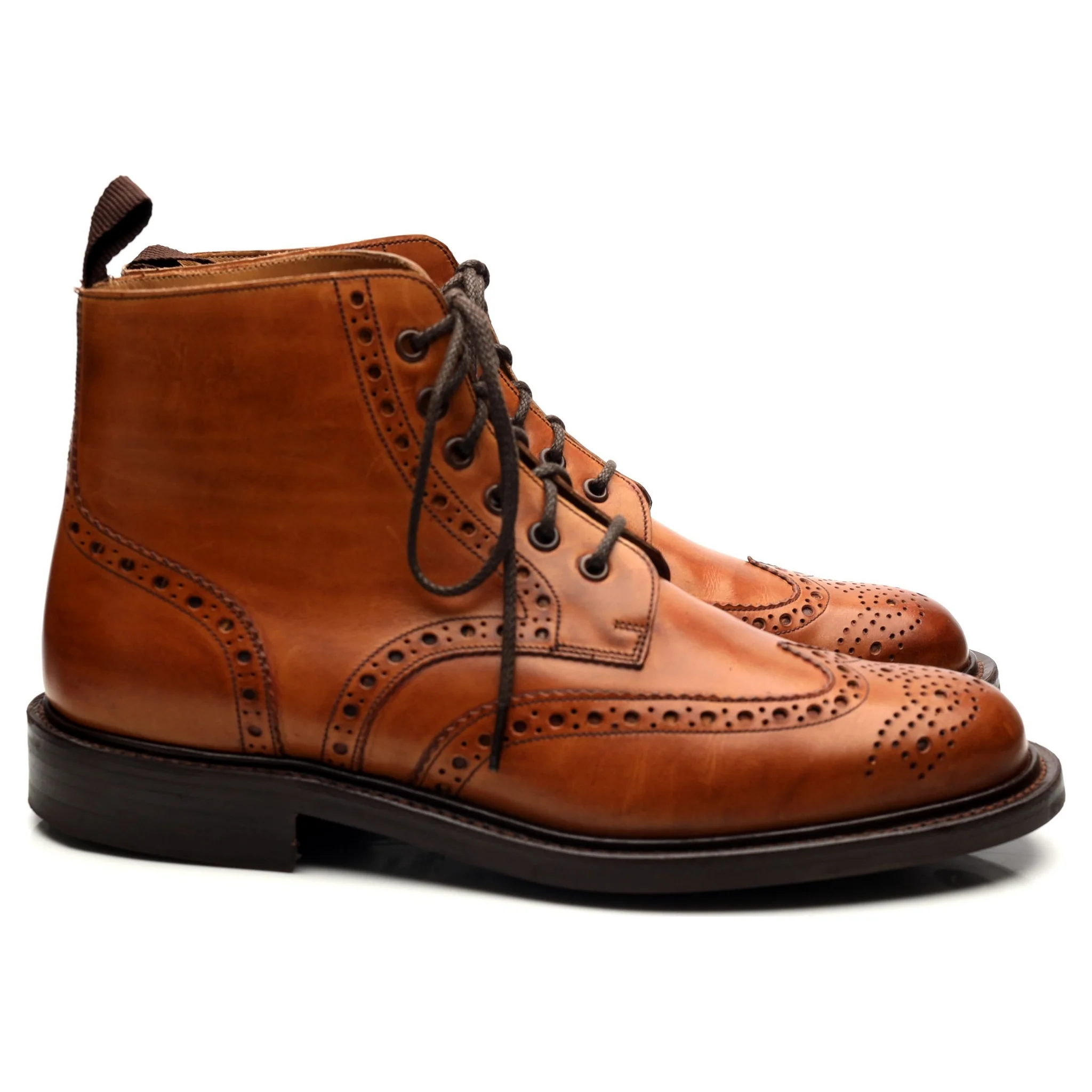 'Harrison' Tan Brown Leather Boots Brogues UK 9.5 F - Image 6