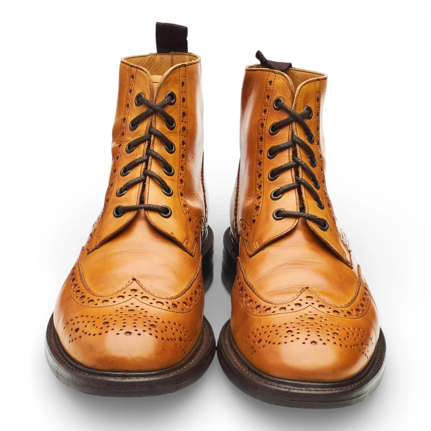 'Harrison' Tan Brown Leather Brogue Boots UK 10 F - Image 2