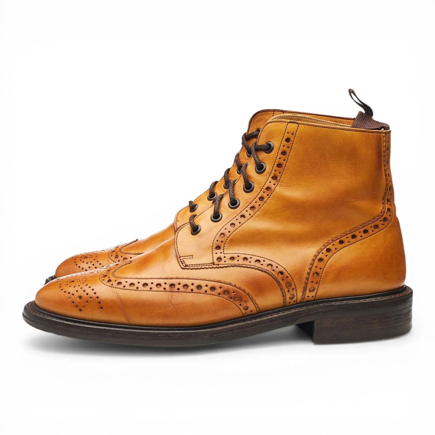 'Harrison' Tan Brown Leather Brogue Boots UK 10 F - Image 3