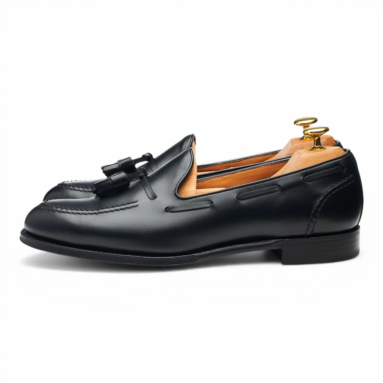 'Harry' Black Leather Tassel Loafers UK 8 F - Image 3