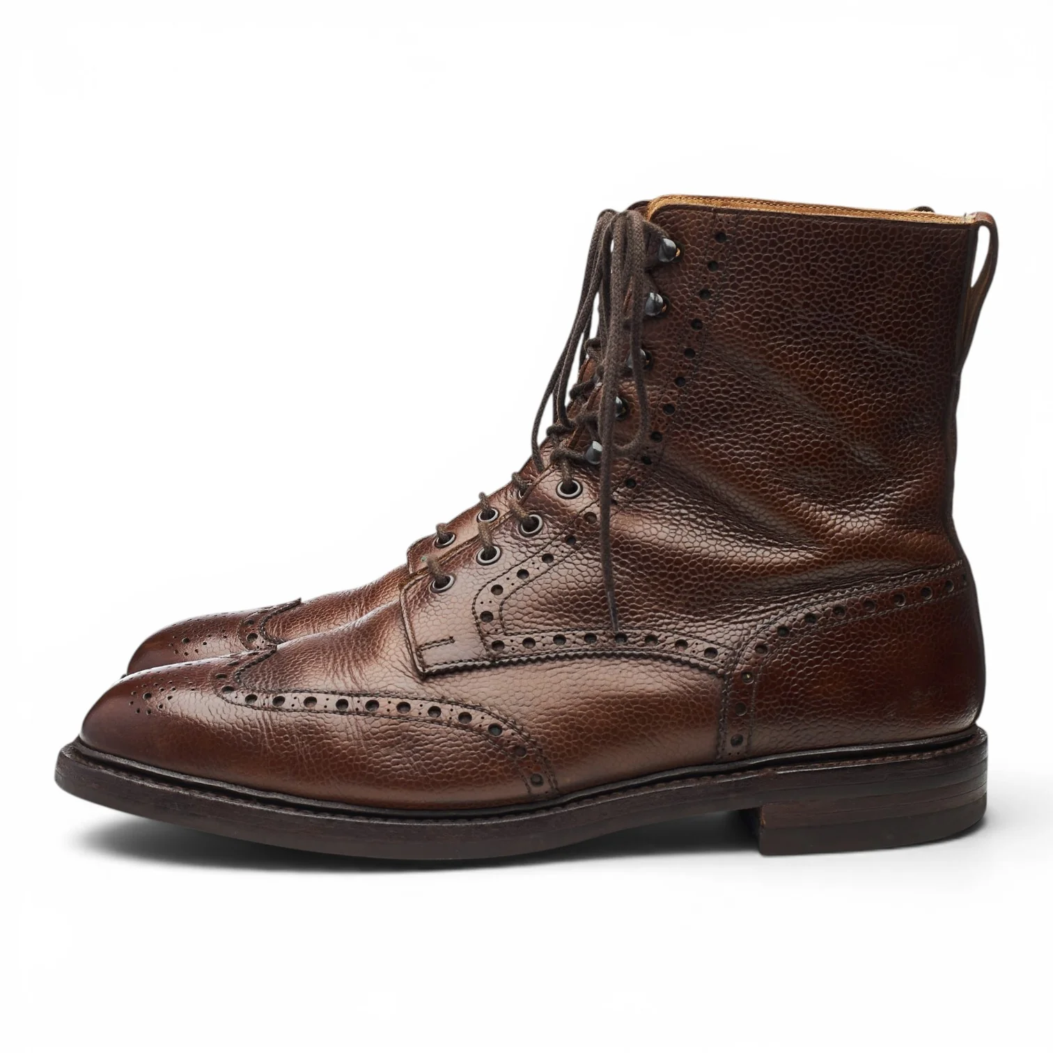 'Harry' Dark Brown Grain Leather Brogue Boots UK 10 F - Image 3