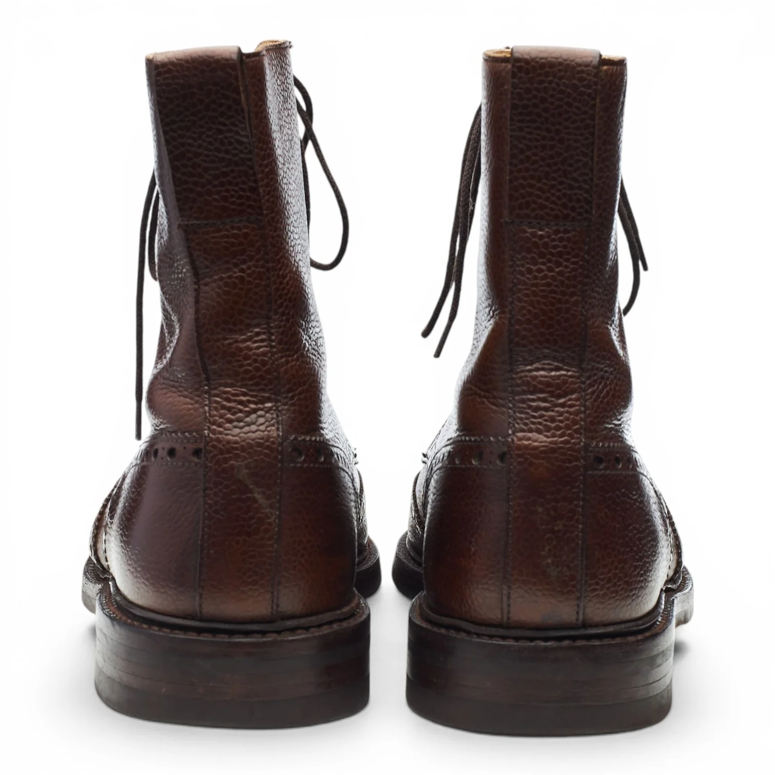 'Harry' Dark Brown Grain Leather Brogue Boots UK 10 F - Image 4