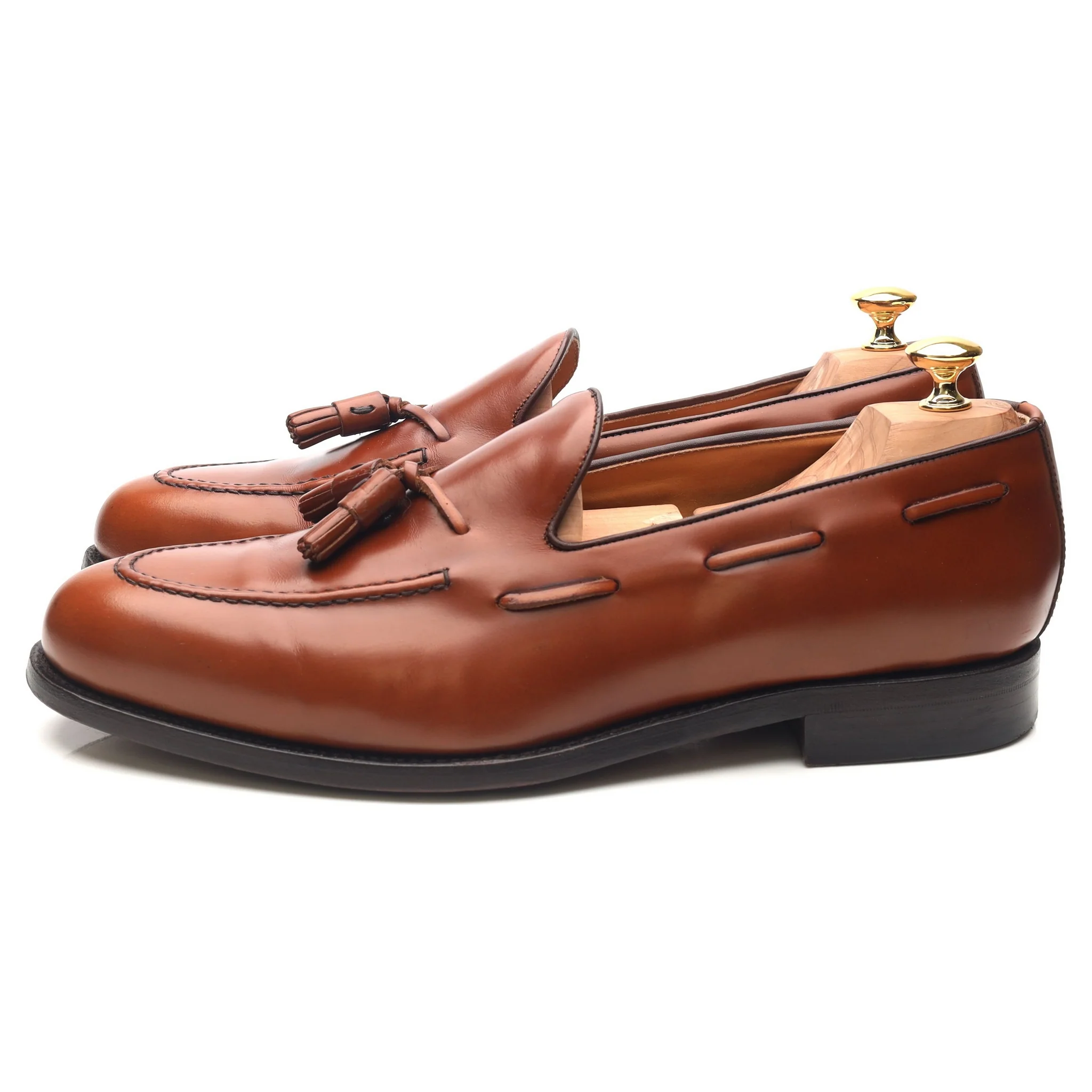 'Fletcher' Tan Brown Leather Tassel Loafers UK 12 F - Image 2