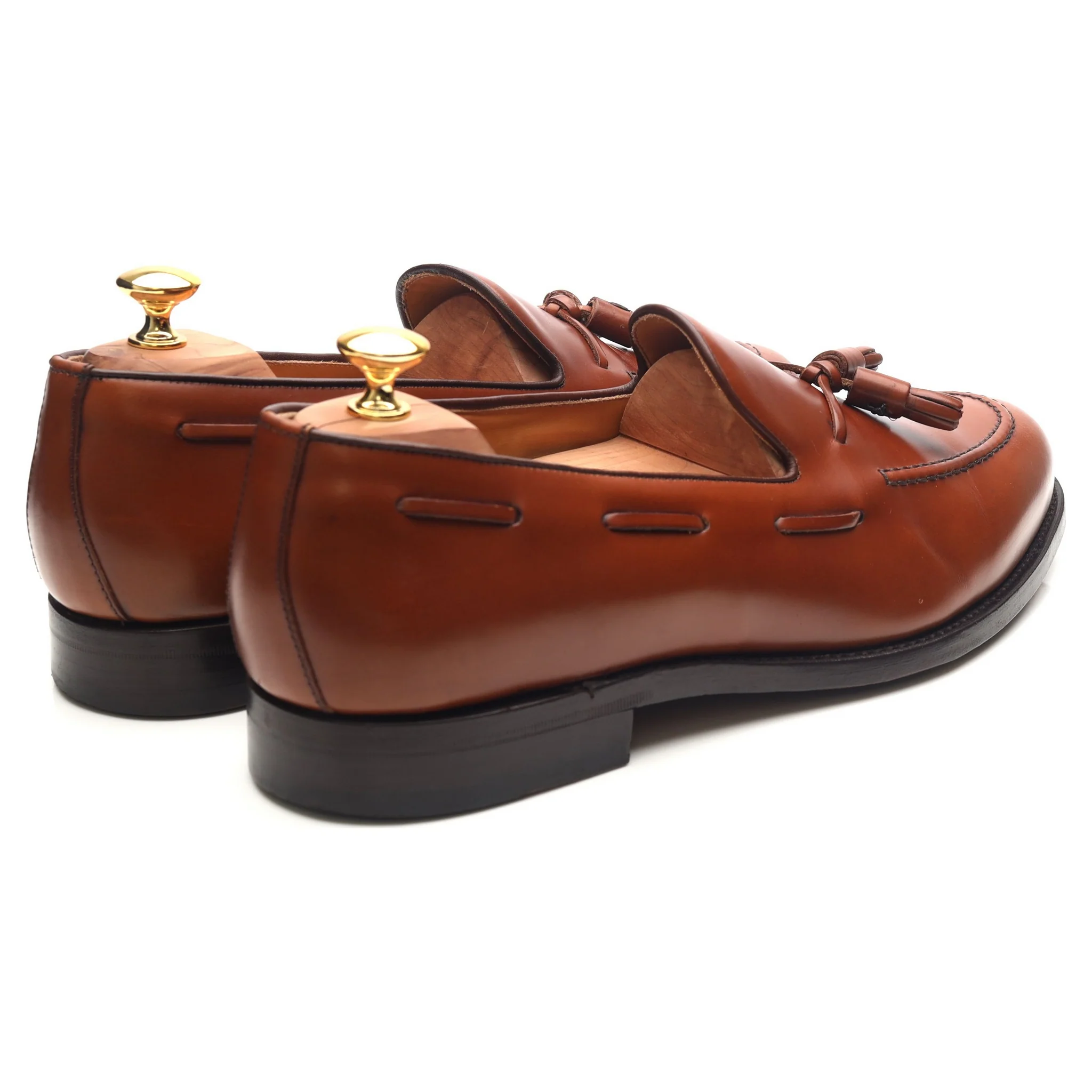 'Fletcher' Tan Brown Leather Tassel Loafers UK 12 F - Image 5