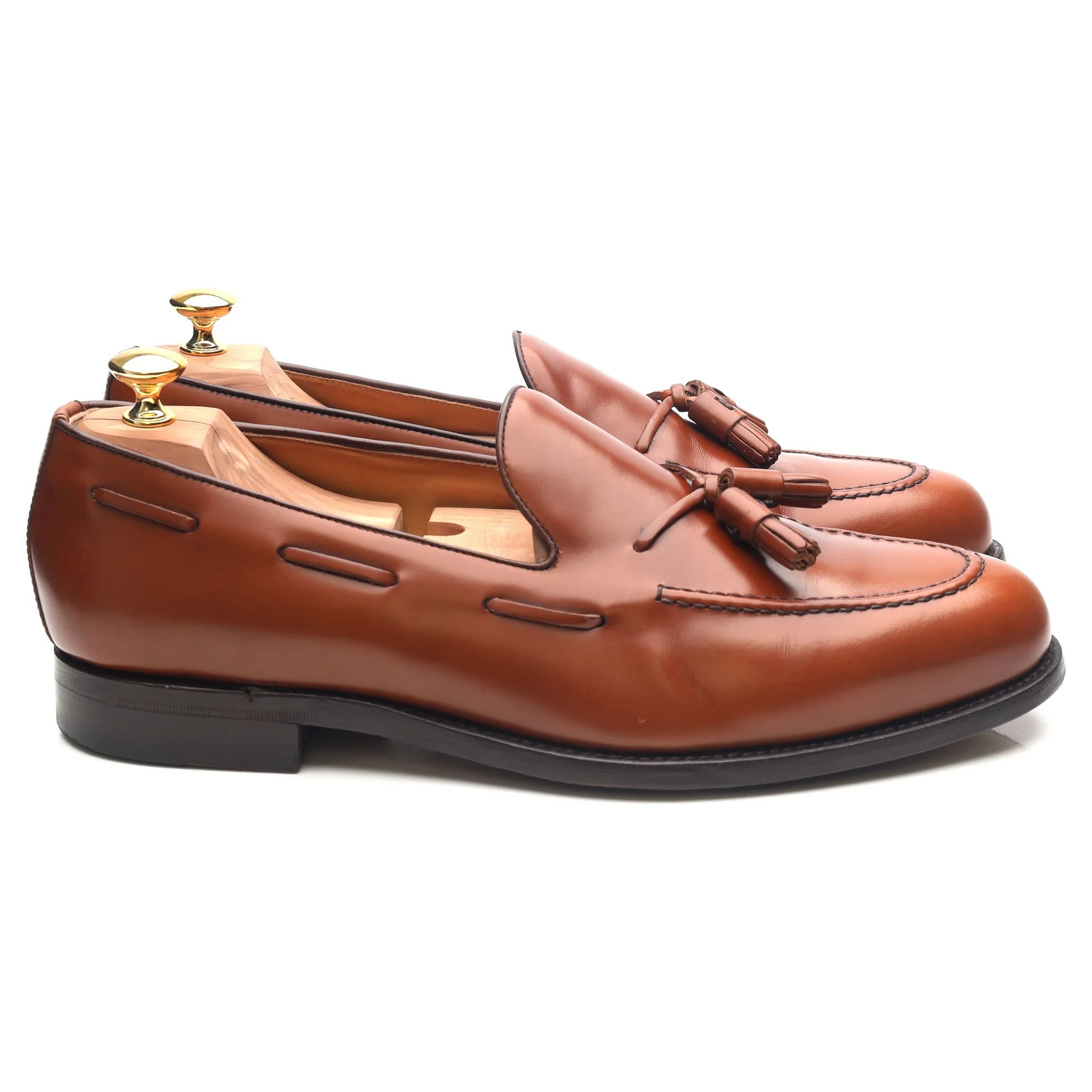 'Fletcher' Tan Brown Leather Tassel Loafers UK 12 F - Image 6