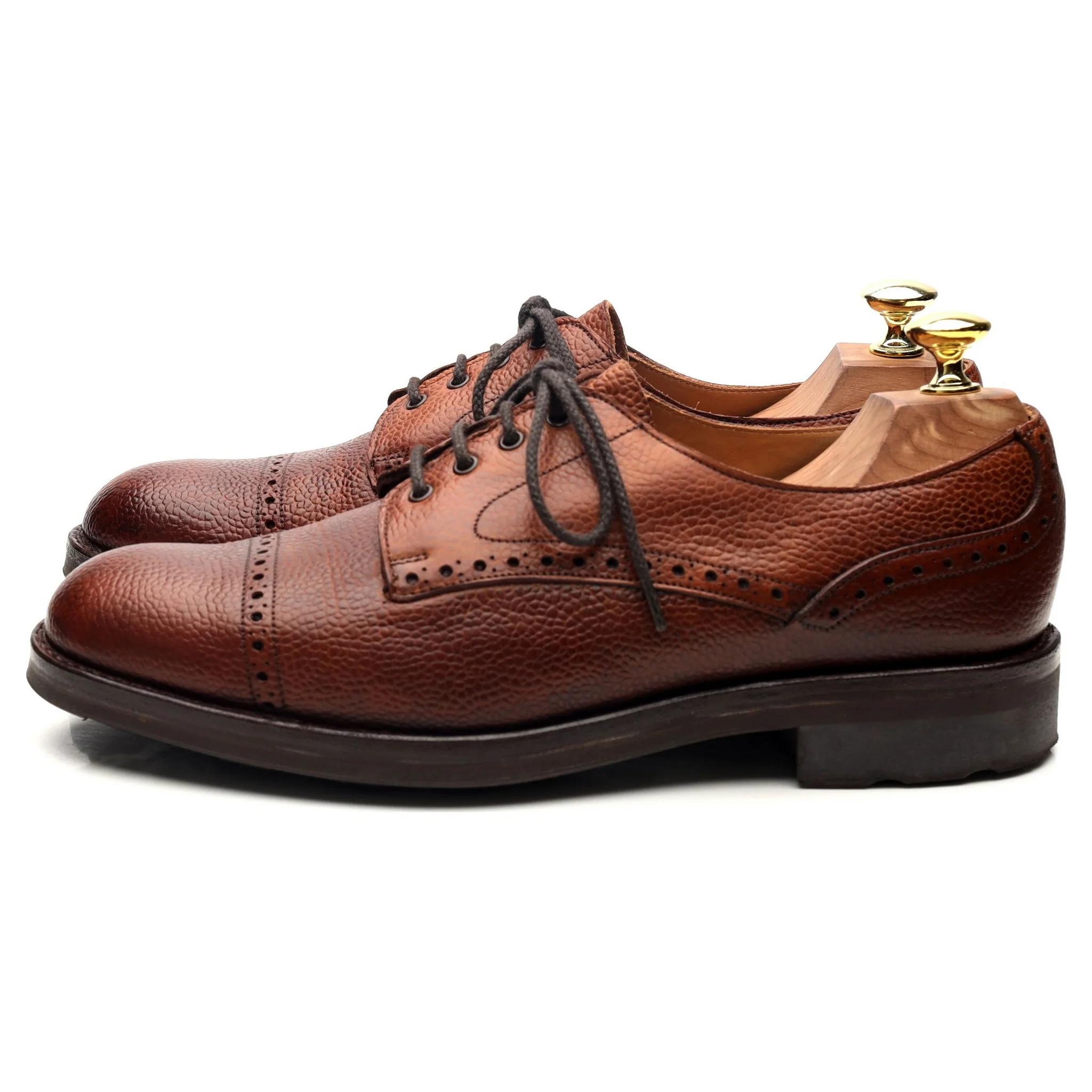 Holland & Holland Tan Brown Leather Veldtschoen Derby UK 8 E - Image 2