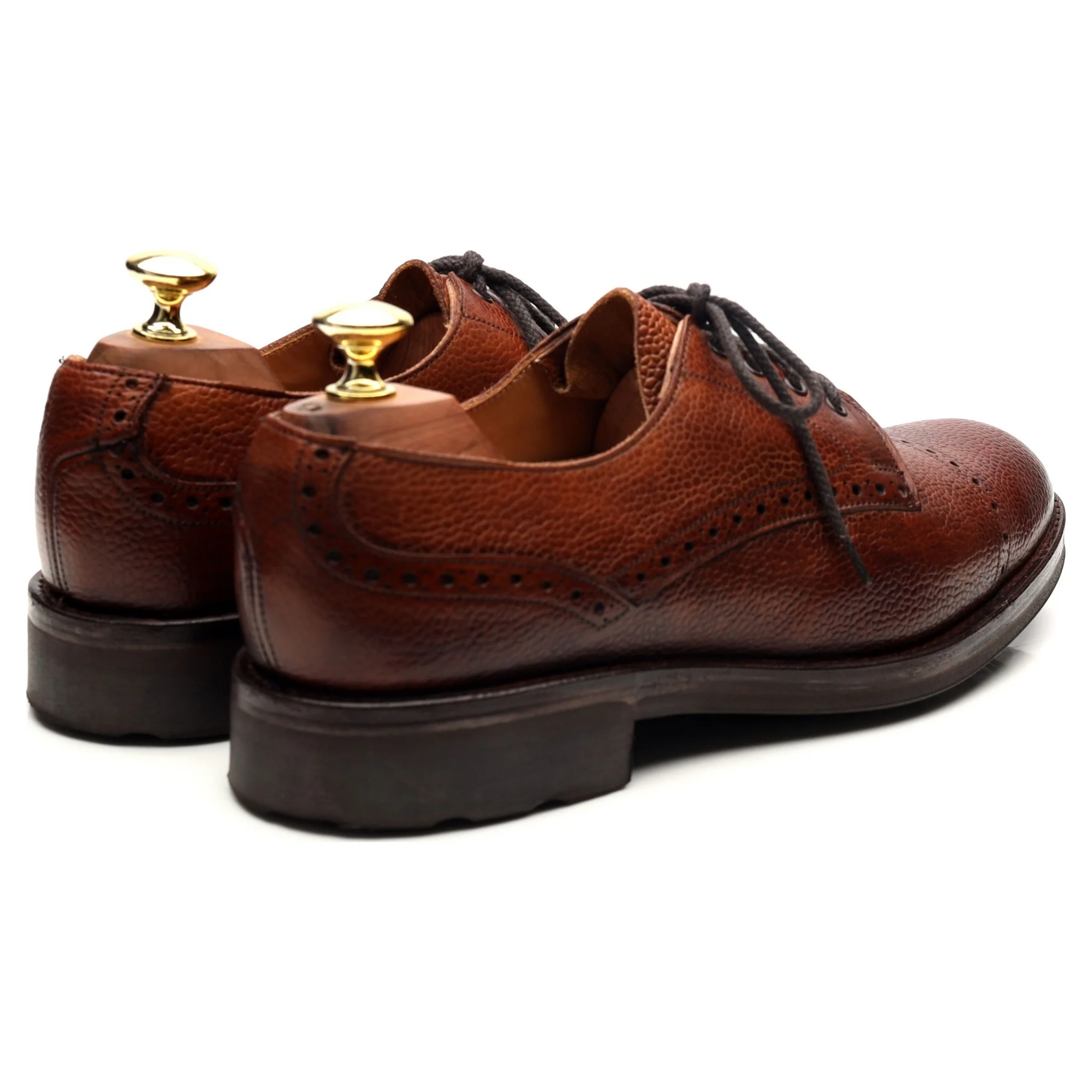 Holland & Holland Tan Brown Leather Veldtschoen Derby UK 8 E - Image 5
