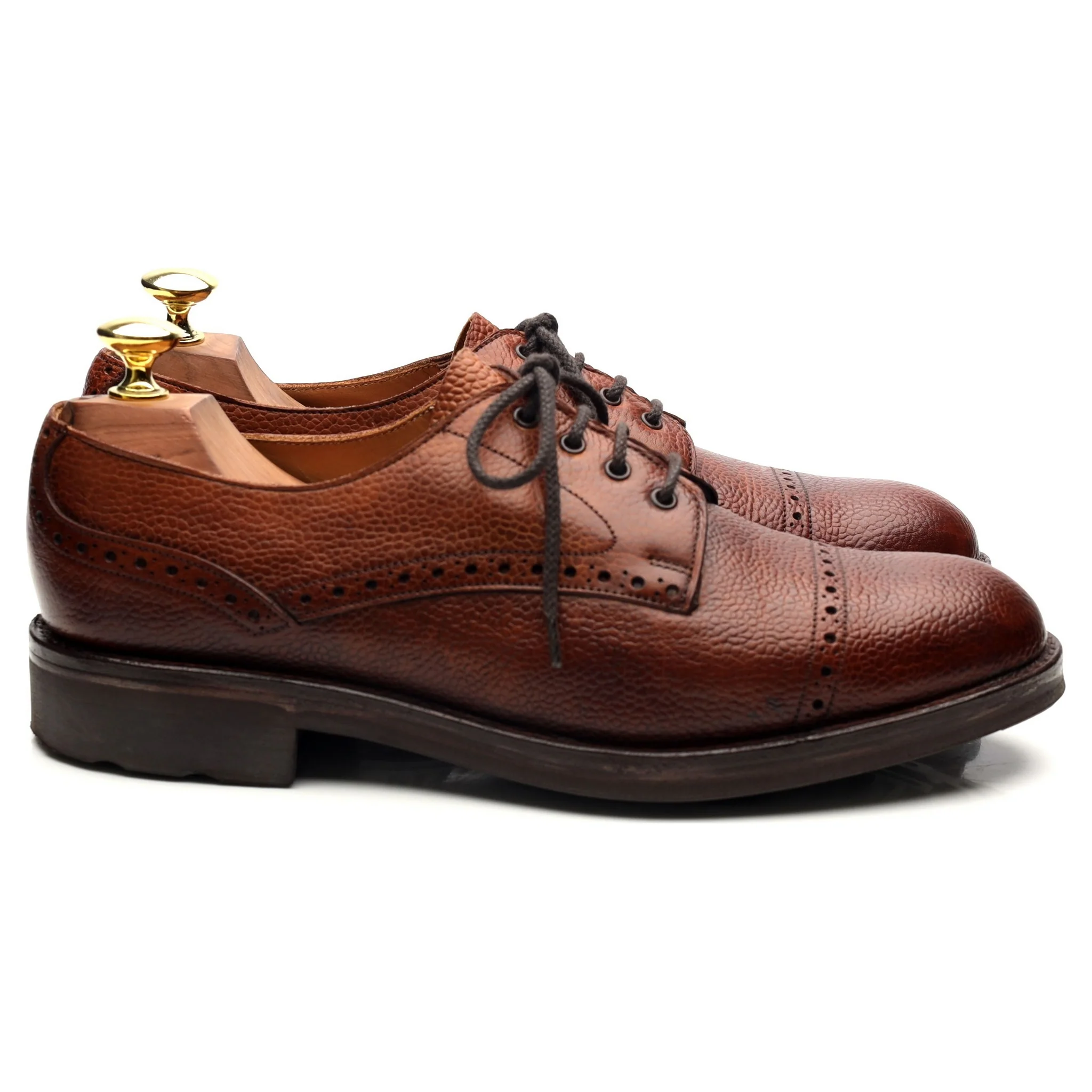 Holland & Holland Tan Brown Leather Veldtschoen Derby UK 8 E - Image 6