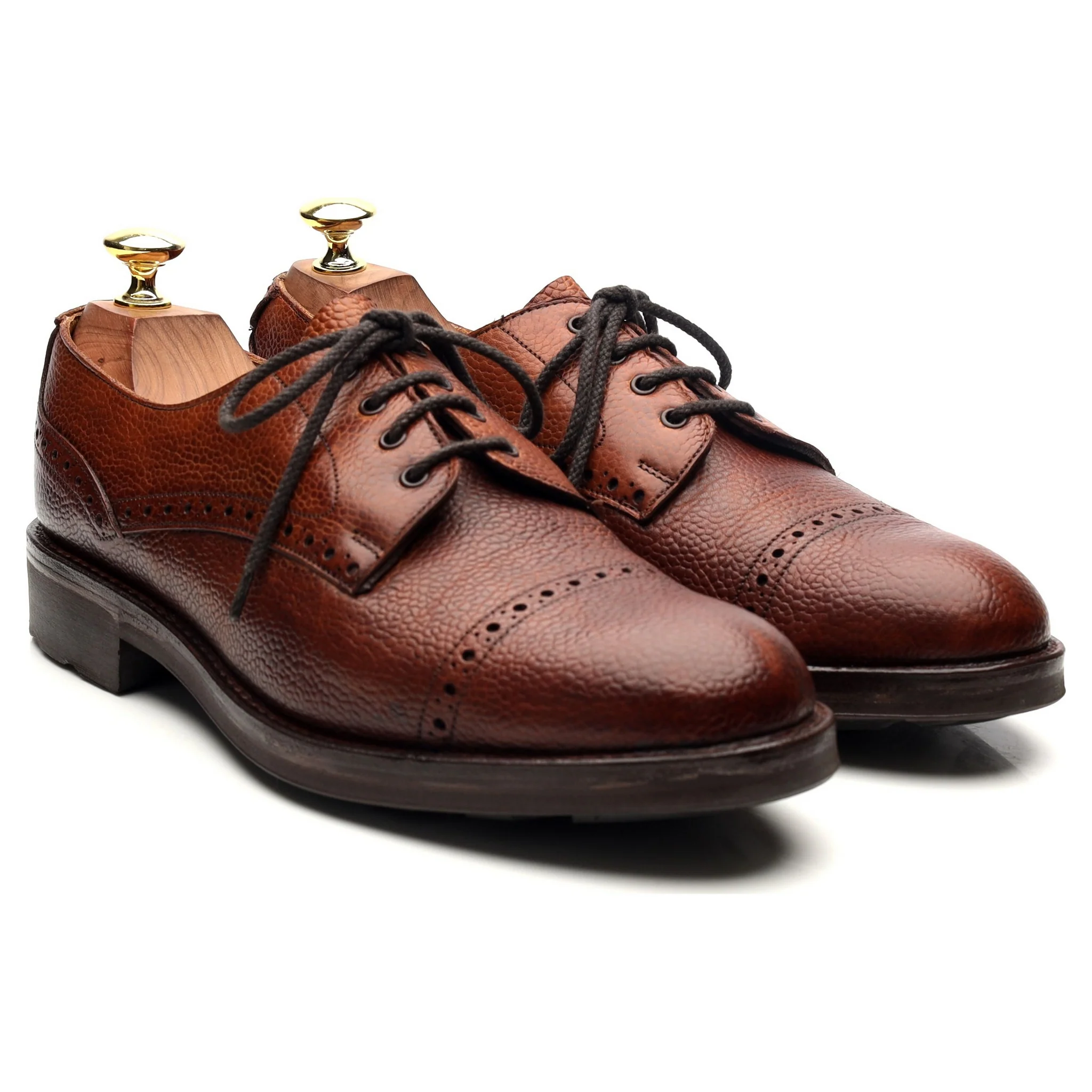 Holland & Holland Tan Brown Leather Veldtschoen Derby UK 8 E - Image 7