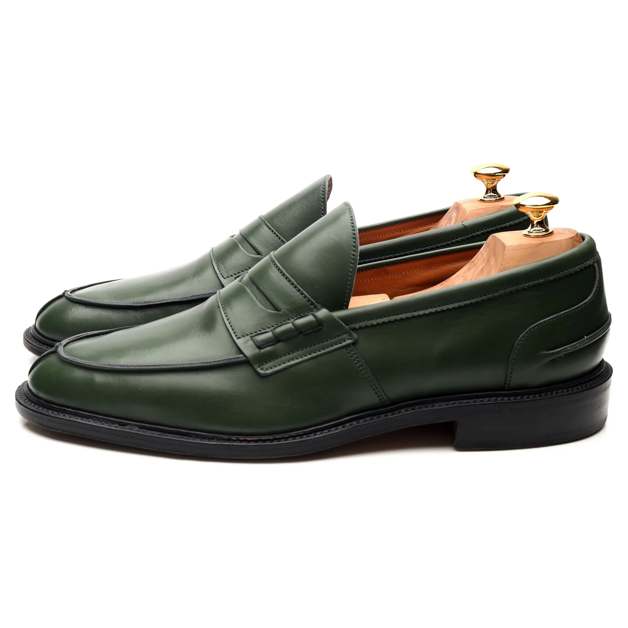 'James' Green Leather Loafers UK 11.5 - Image 2