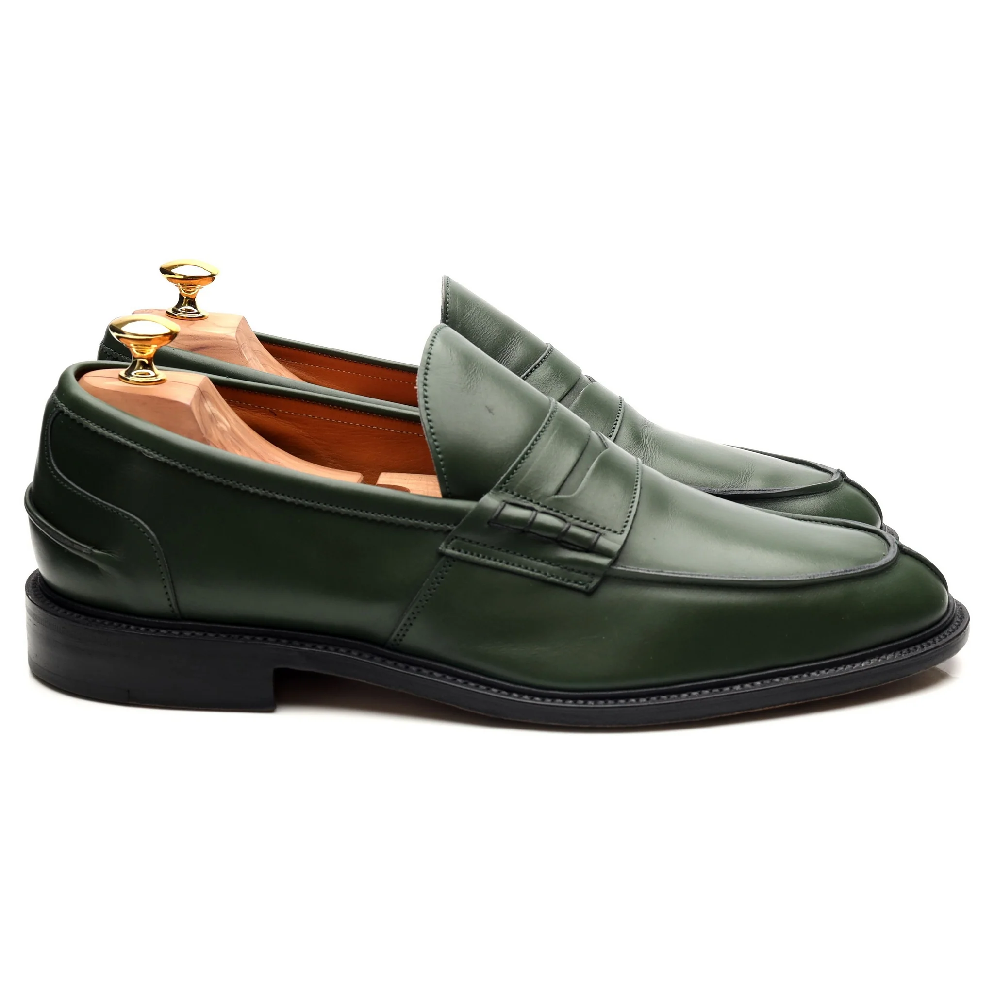 'James' Green Leather Loafers UK 11.5 - Image 6