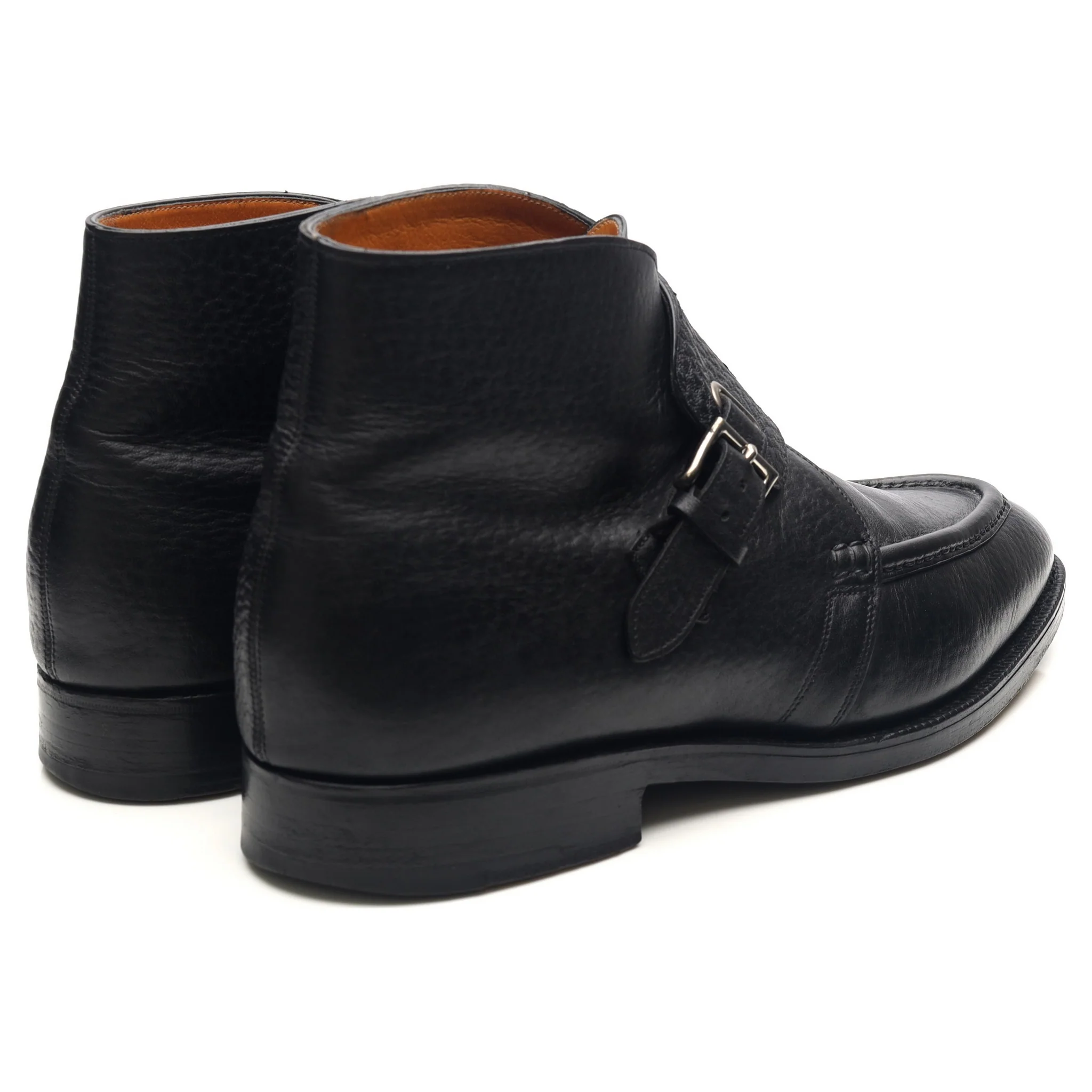 'Davos' Black Leather Apron Strap Boots UK 10.5 E - Image 6