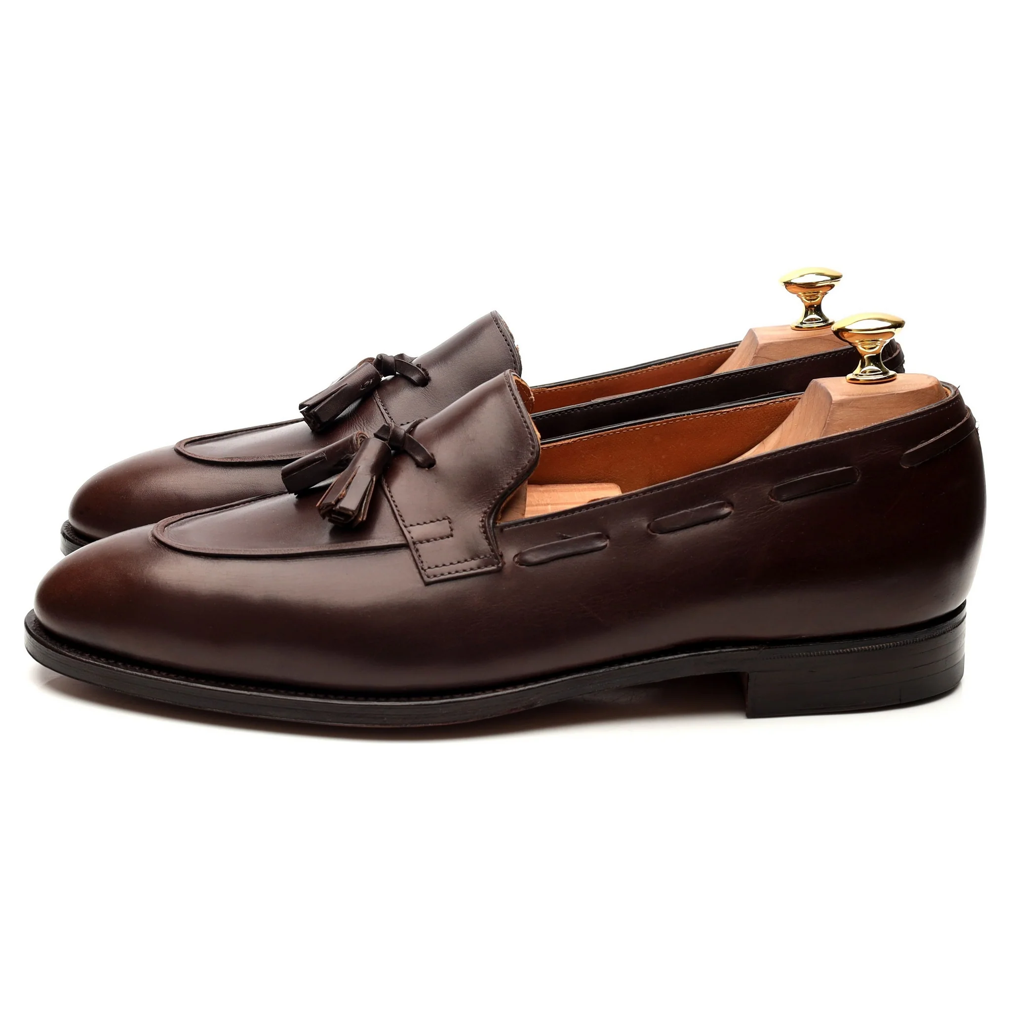 'Jihel' Dark Brown Leather Tassel Loafers UK 10.5 E - Image 2