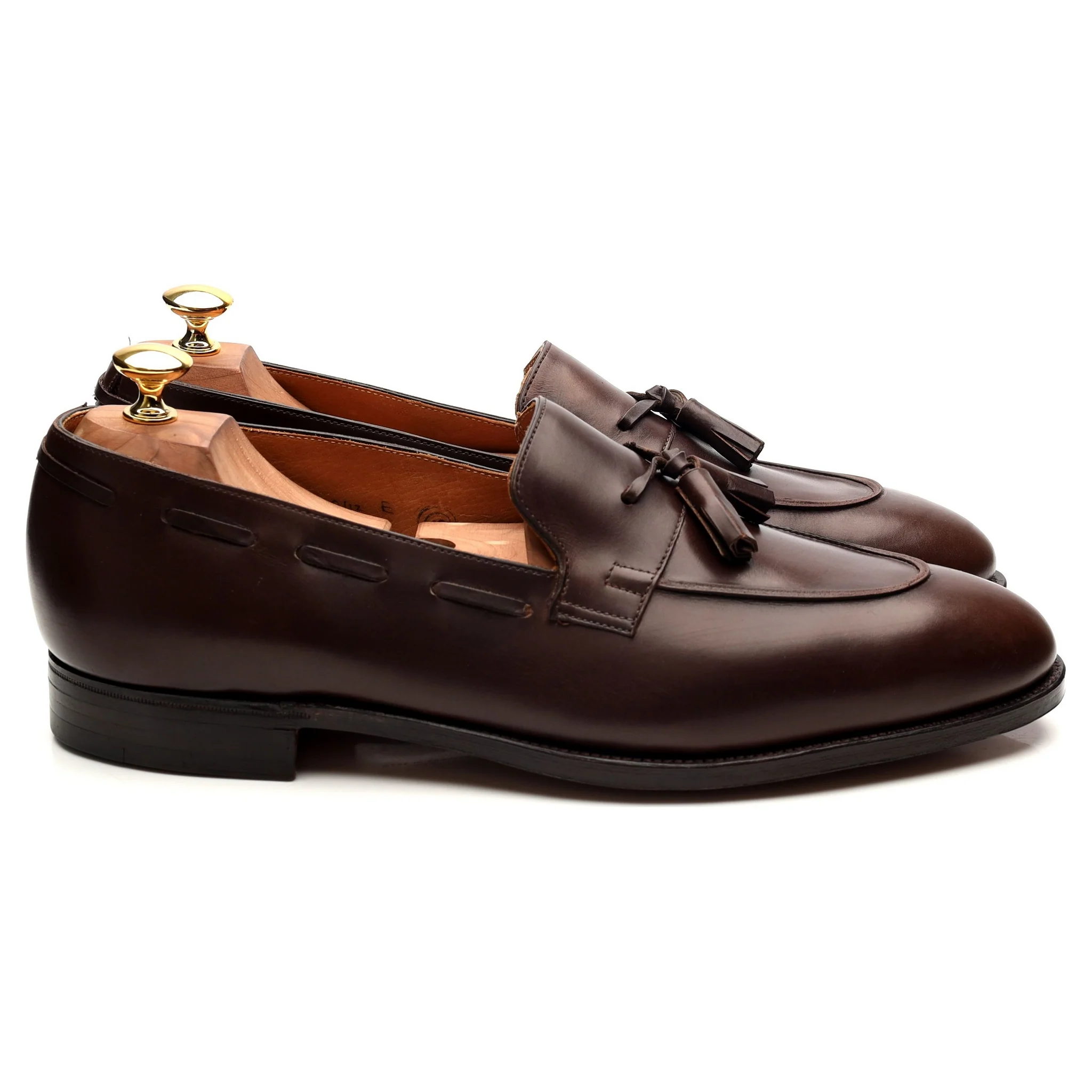 'Jihel' Dark Brown Leather Tassel Loafers UK 10.5 E - Image 6