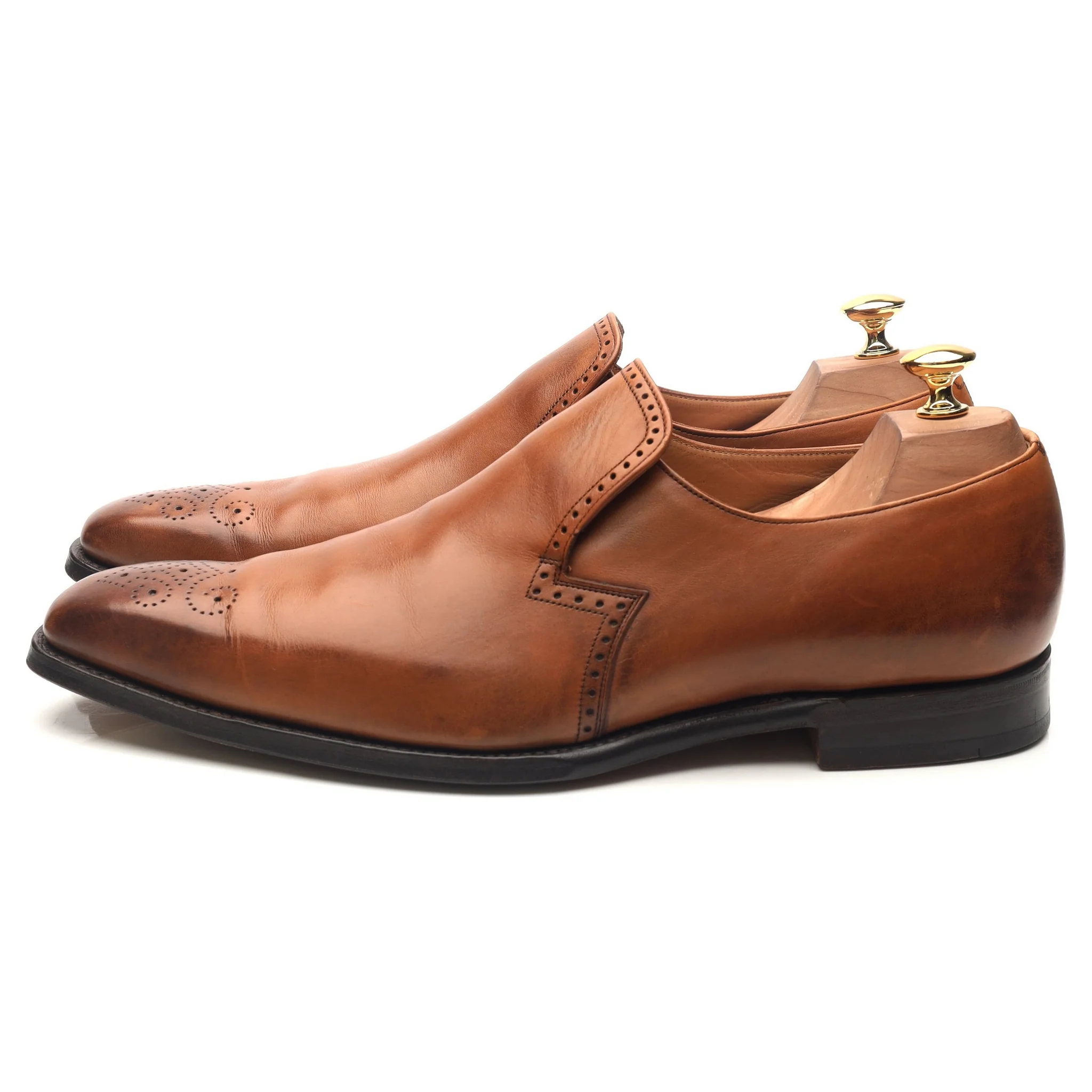 'Ellis' Tan Brown Leather Loafers UK 10 F - Image 2