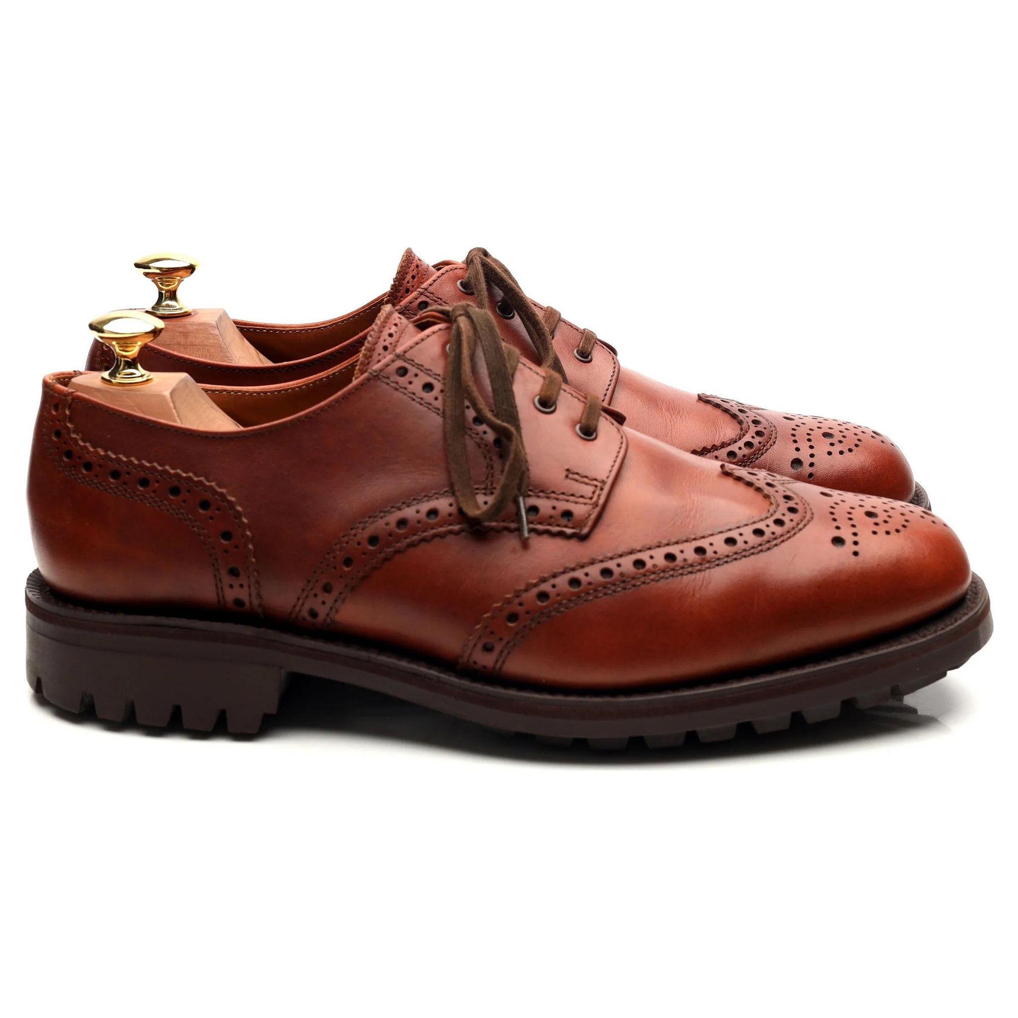 'Greasy' Tan Brown Leather Derby Brogues UK 9 F - Image 6