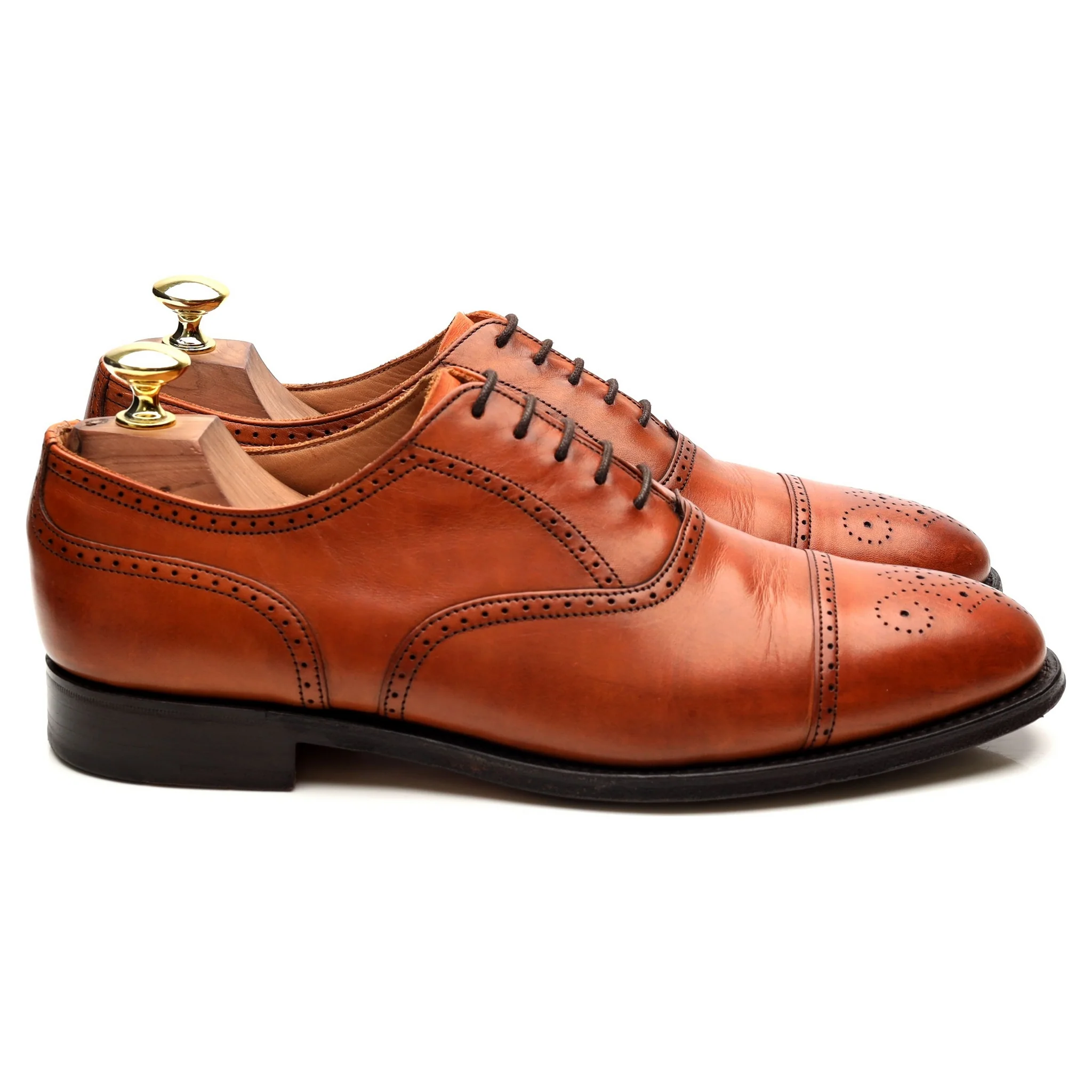 'Harris' Tan Brown Leather Oxford Brogues UK 7 F - Image 6