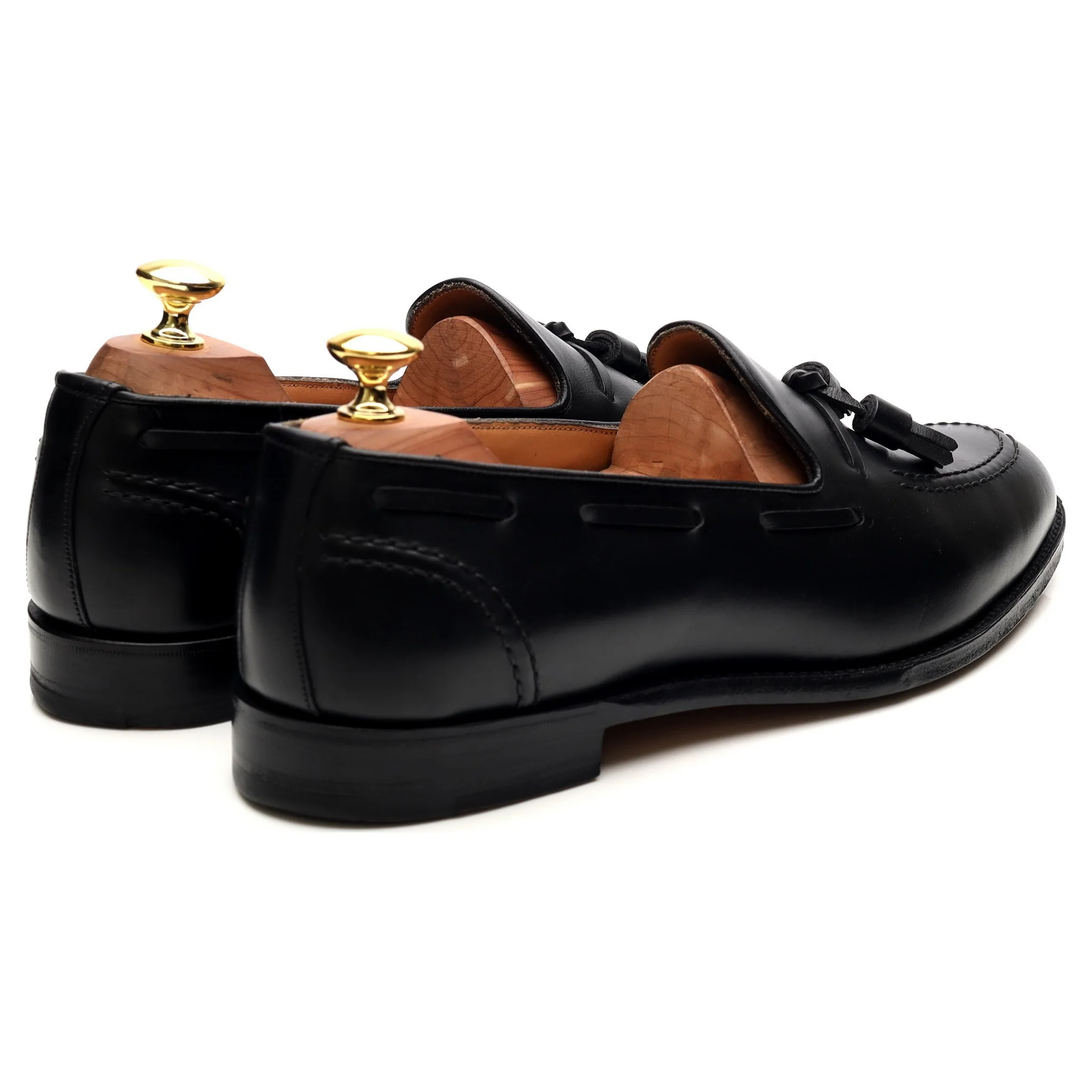 'Harry' Black Leather Tassel Loafers UK 8.5 F - Image 6