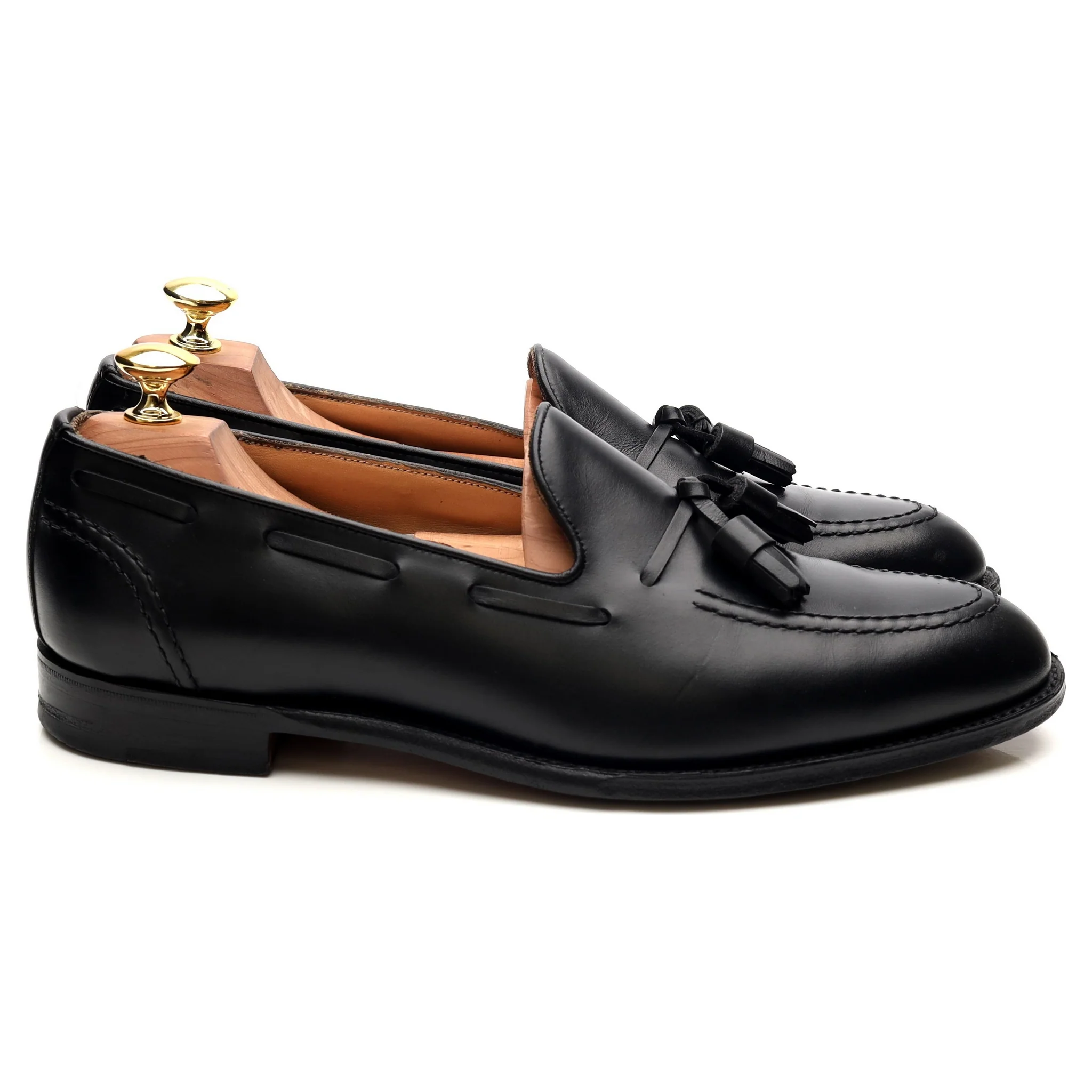 'Harry' Black Leather Tassel Loafers UK 8.5 F - Image 7