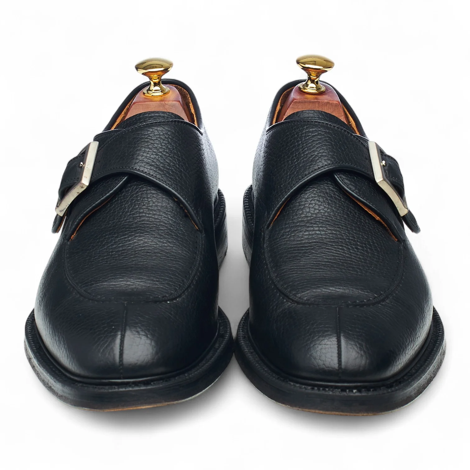 'Kansas' Black Grain Leather Split Toe Monk Strap UK 9 F - Image 2