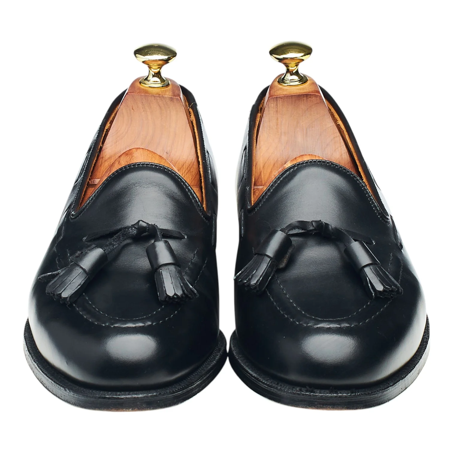 'Keats' Black Leather Tassel Loafers UK 7 E - Image 2