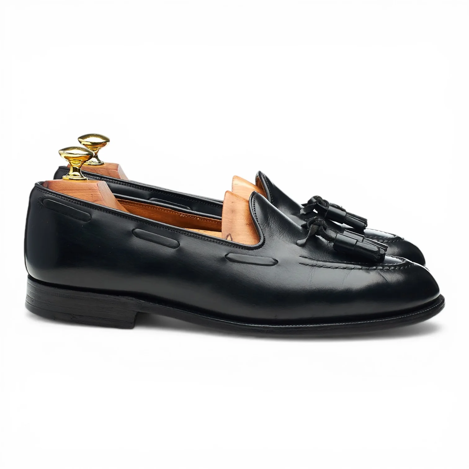 'Keats' Black Leather Tassel Loafers UK 7 F