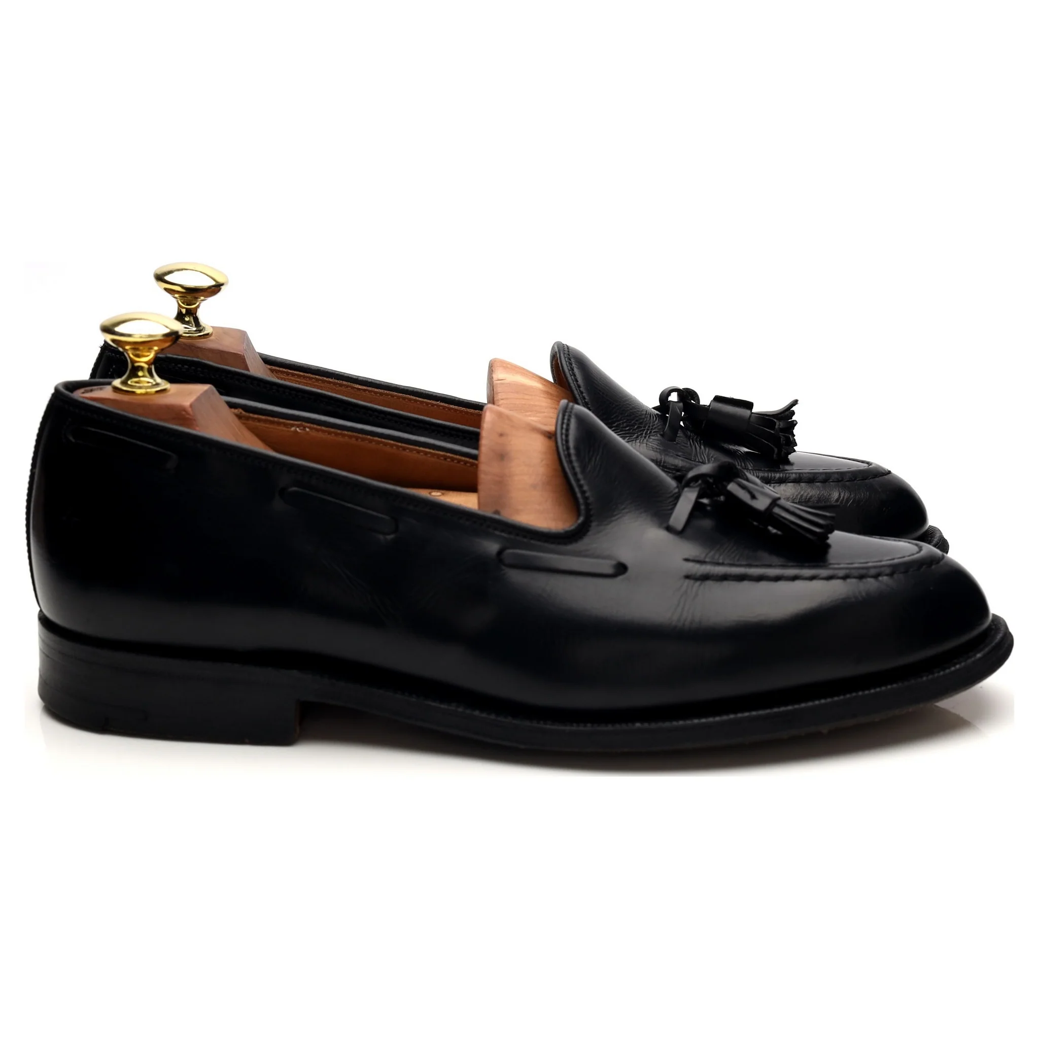 'Keats' Black Leather Tassel Loafers UK 7 F