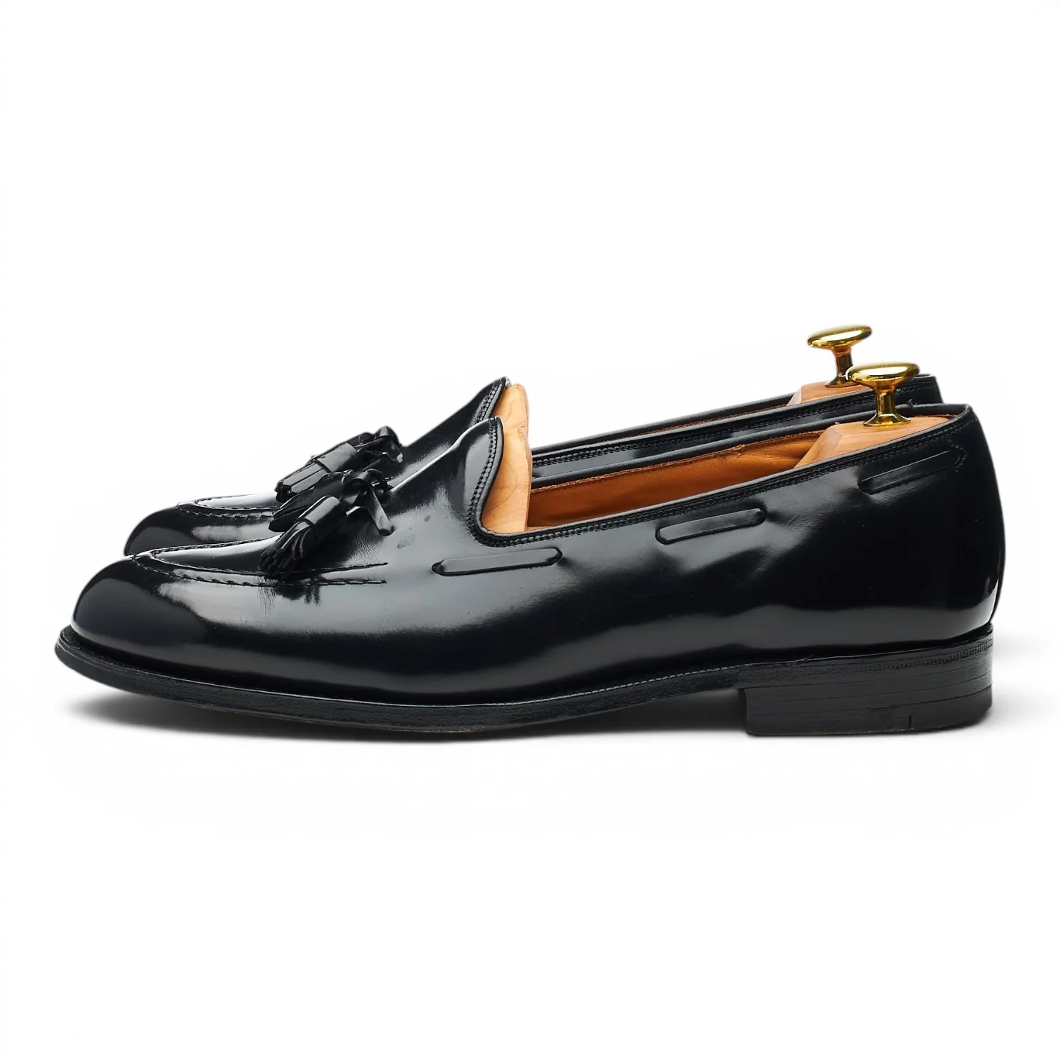 'Keats' Black Leather Tassel Loafers UK 8.5 F - Image 3