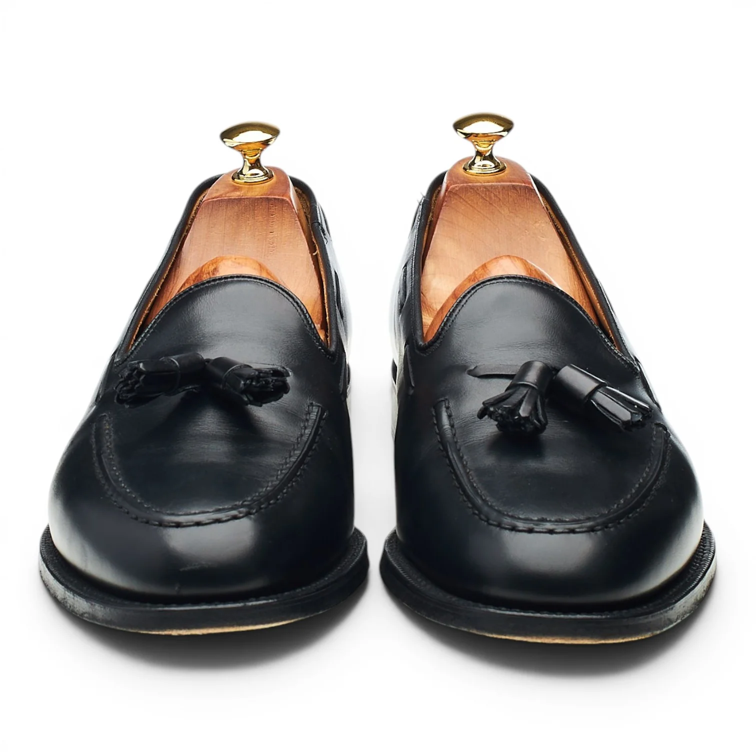 'Keats II' Black Leather Tassel Loafers UK 10 F - Image 2