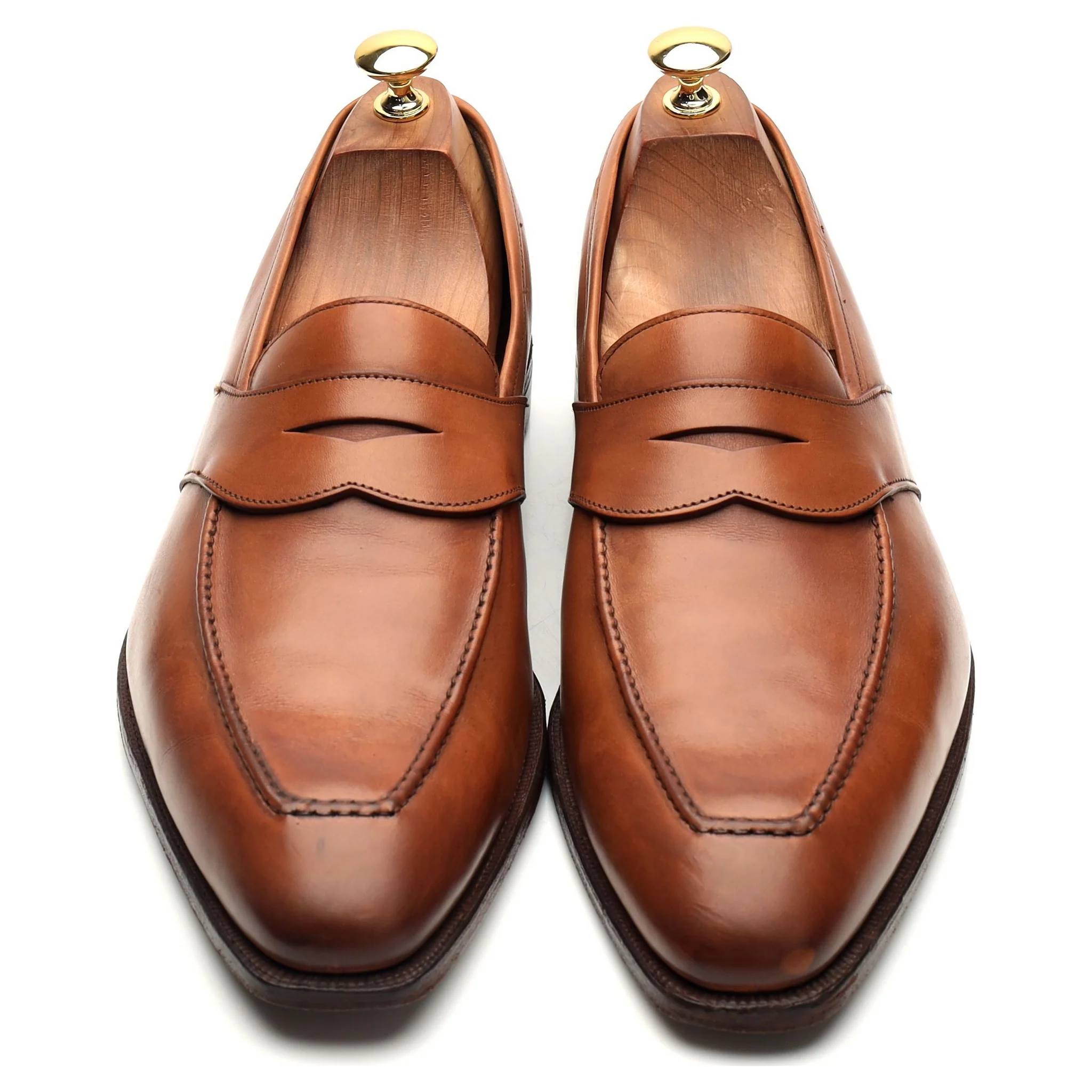 'Kingston' Tan Brown Leather Penny Loafers UK 10 E - Image 2