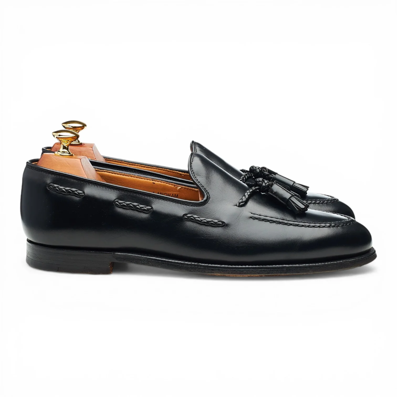 'Langham' Black Leather Tassel Loafers UK 9 EX