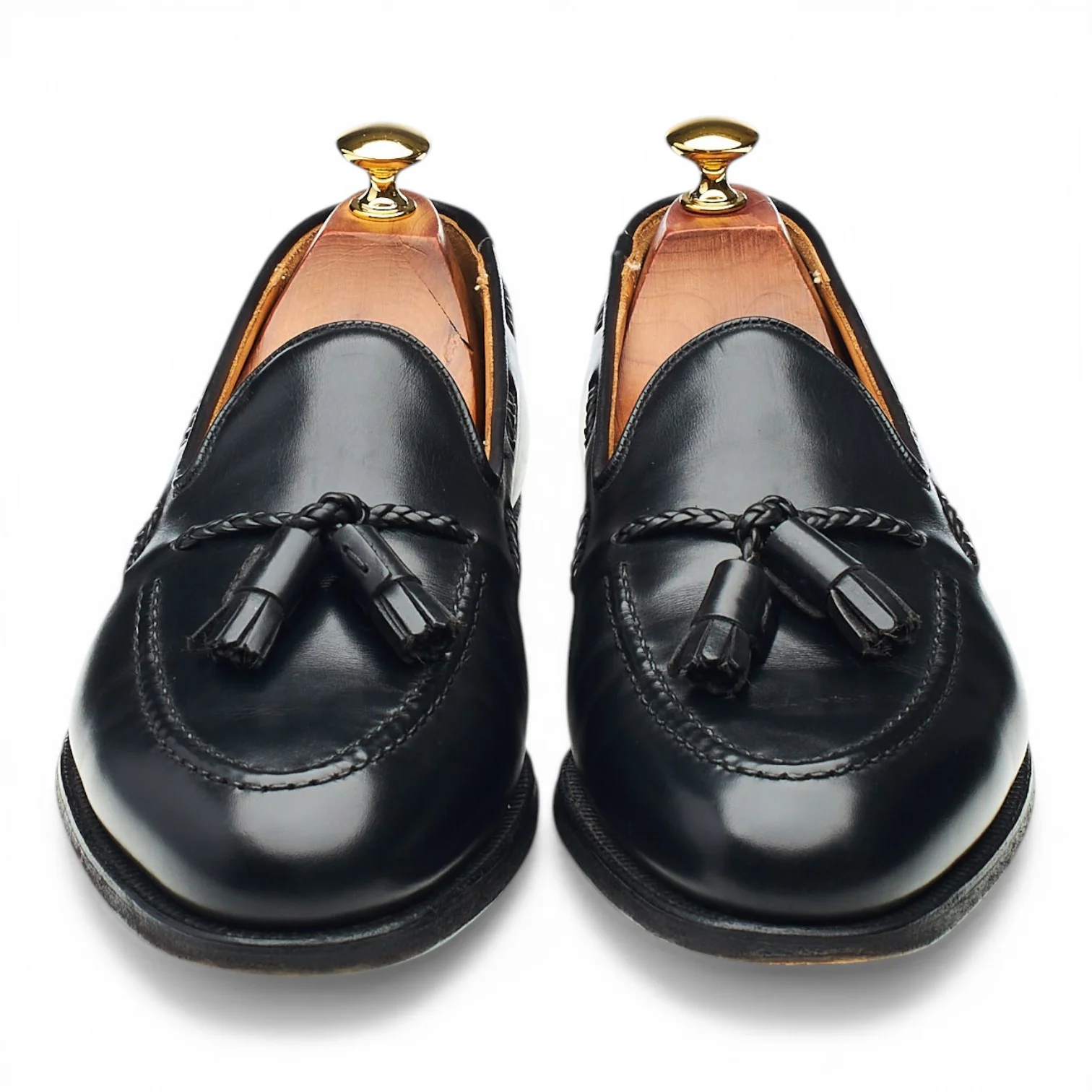 'Langham' Black Leather Tassel Loafers UK 9 EX - Image 2