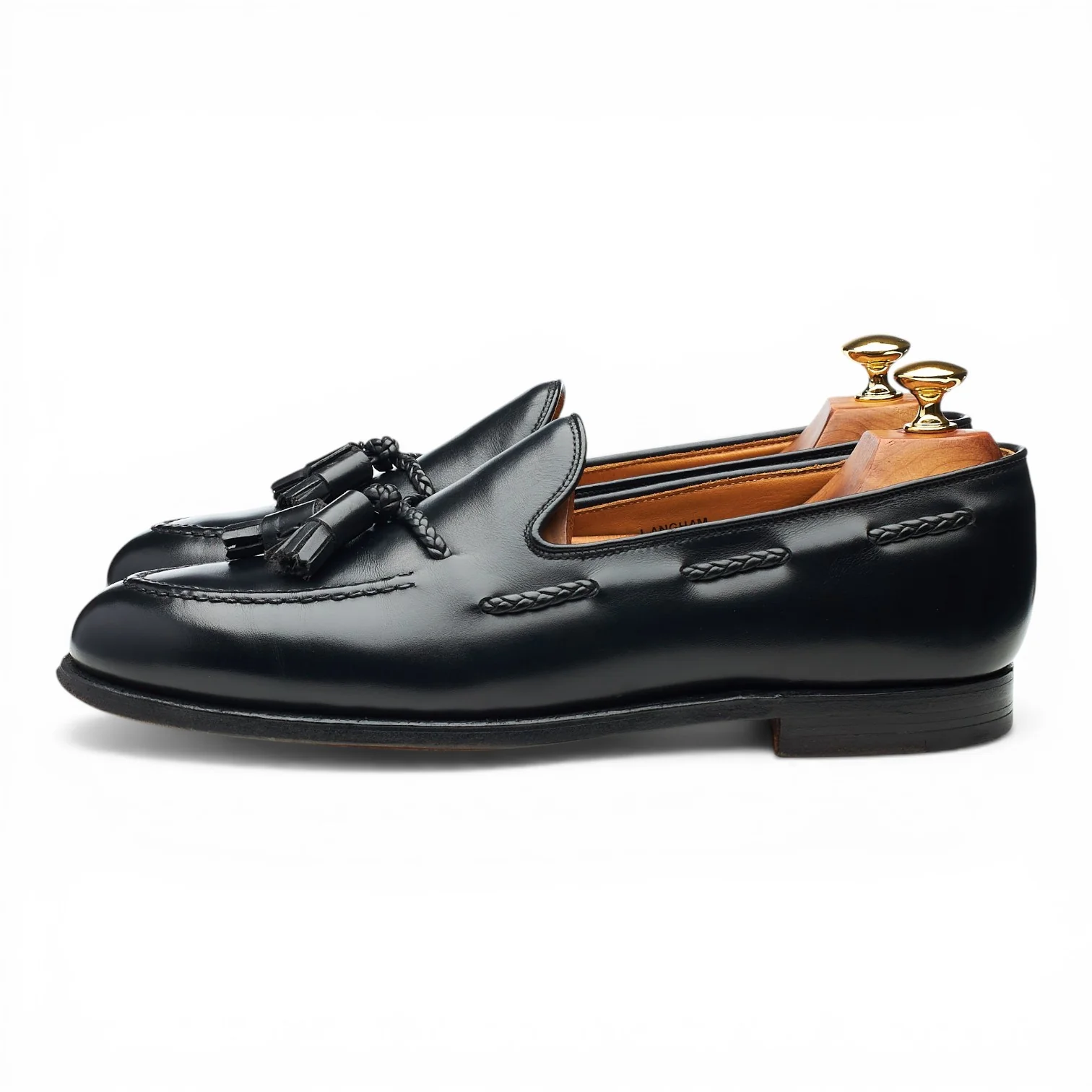 'Langham' Black Leather Tassel Loafers UK 9 EX - Image 3