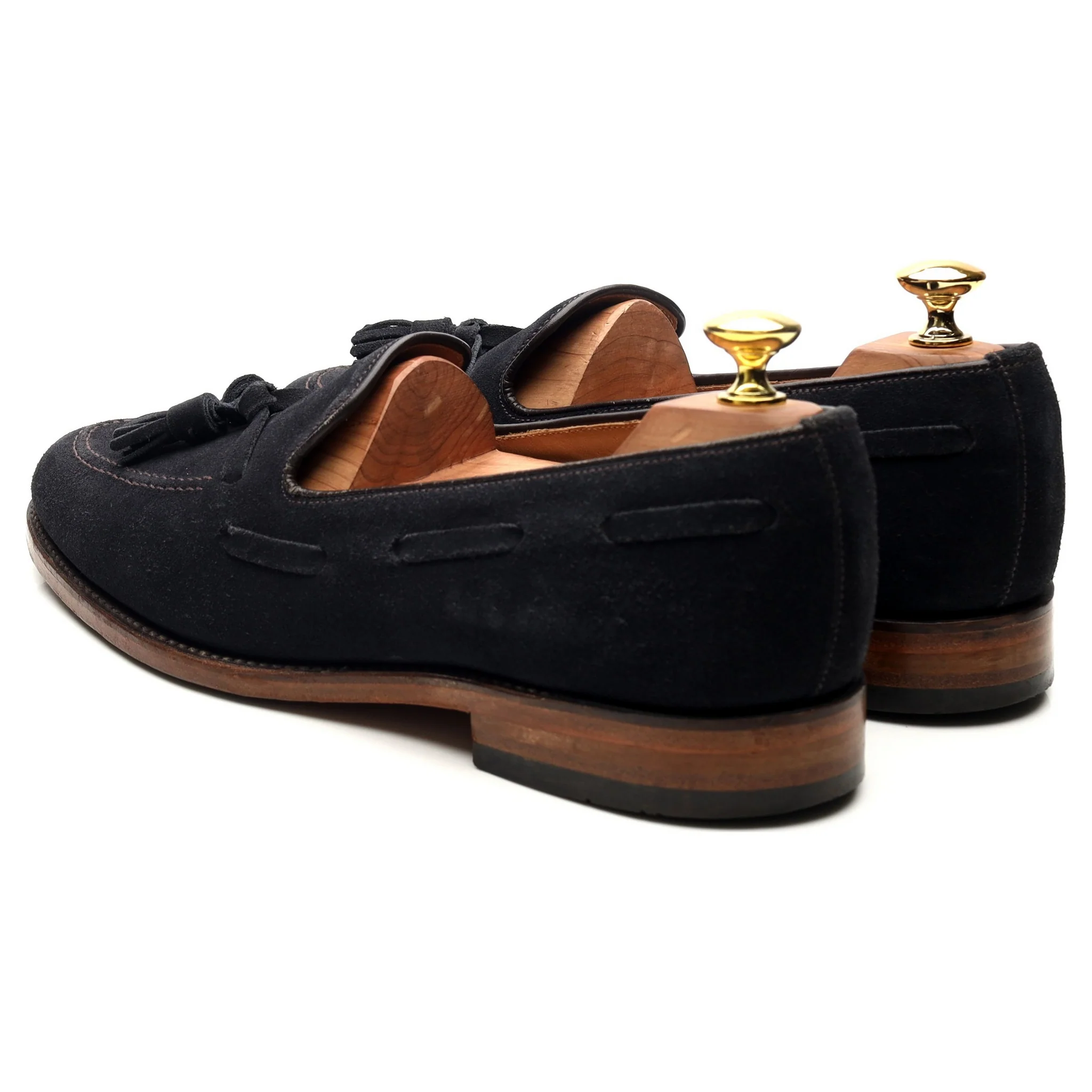 'Lincoln' Navy Blue Suede Tassel Loafers UK 8 F - Image 3