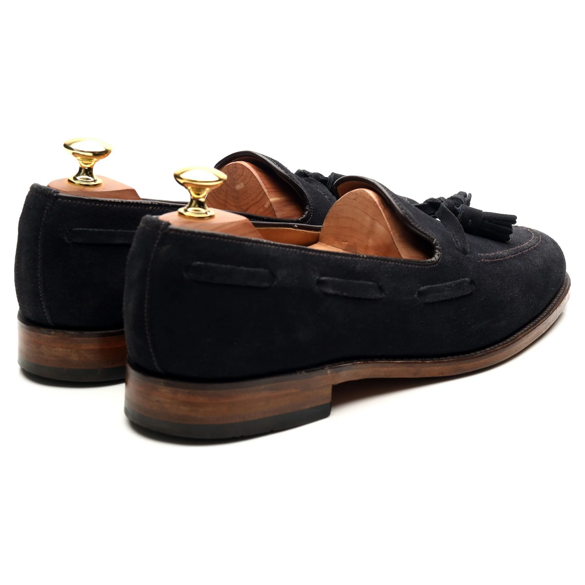 'Lincoln' Navy Blue Suede Tassel Loafers UK 8 F - Image 5